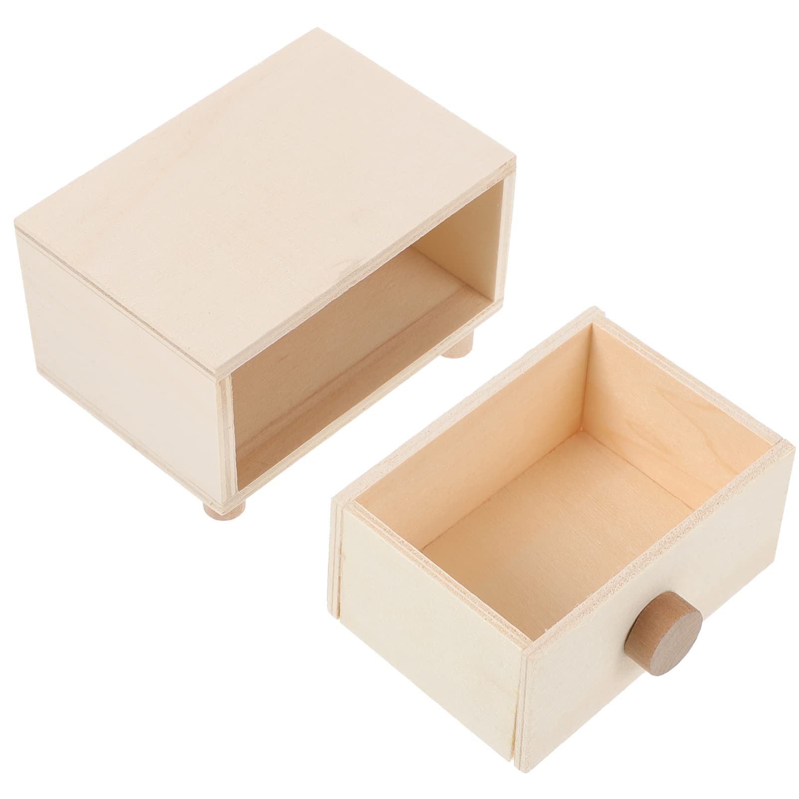 Unfinished Wooden Jewelry Drawer Box Set of 3 - Natural DIY Craft Storage Organizer for Rings, Necklaces & Small Treasures - Perfect for Home Decor, Gift Wrapping & Craft Room Organization
