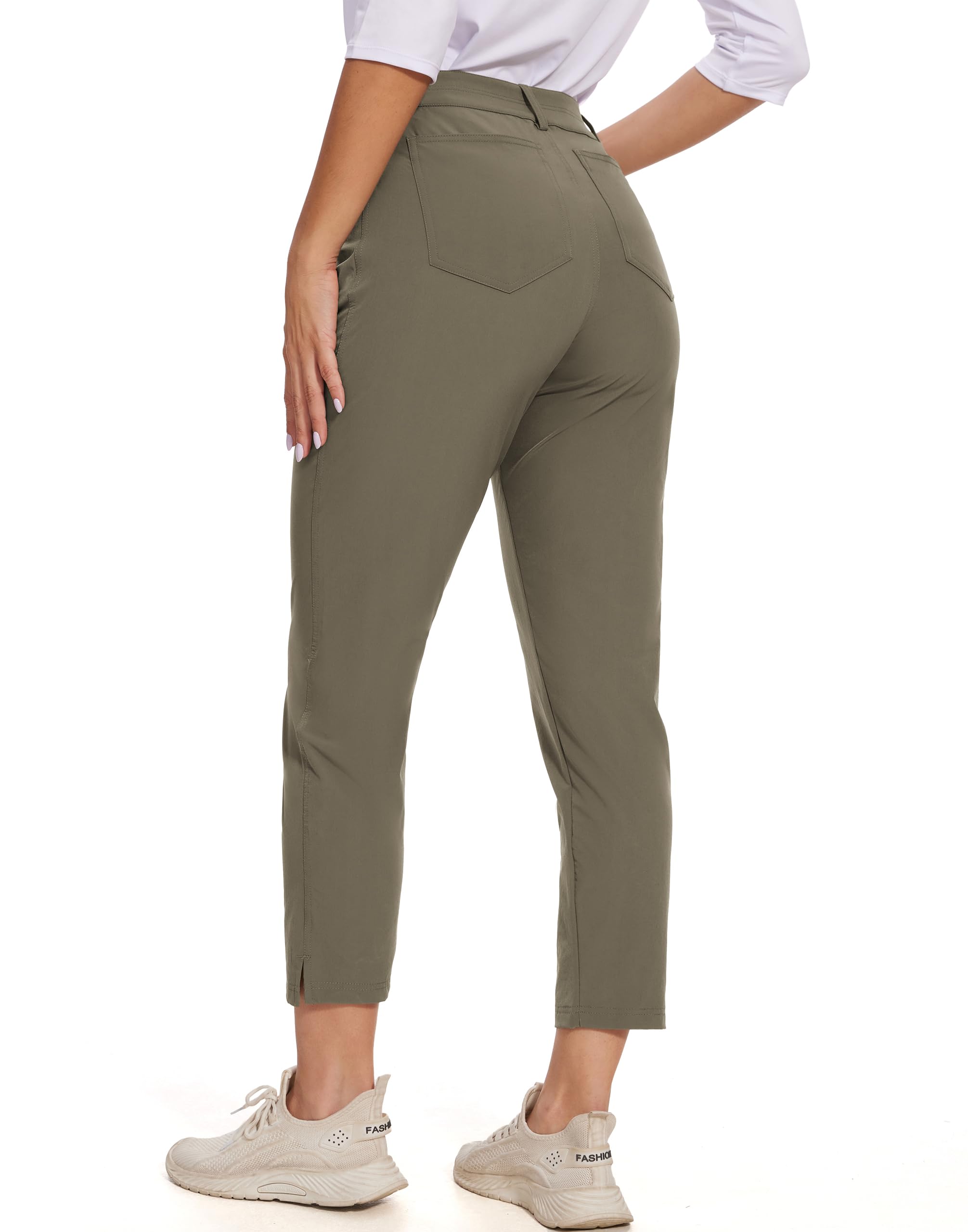 Women's 7/8 Golf Pants - Lightweight Stretchy Work Hiking Travel Pants with 4 Pockets - Perfect for Outdoor Activities, Golfing & Casual Wear