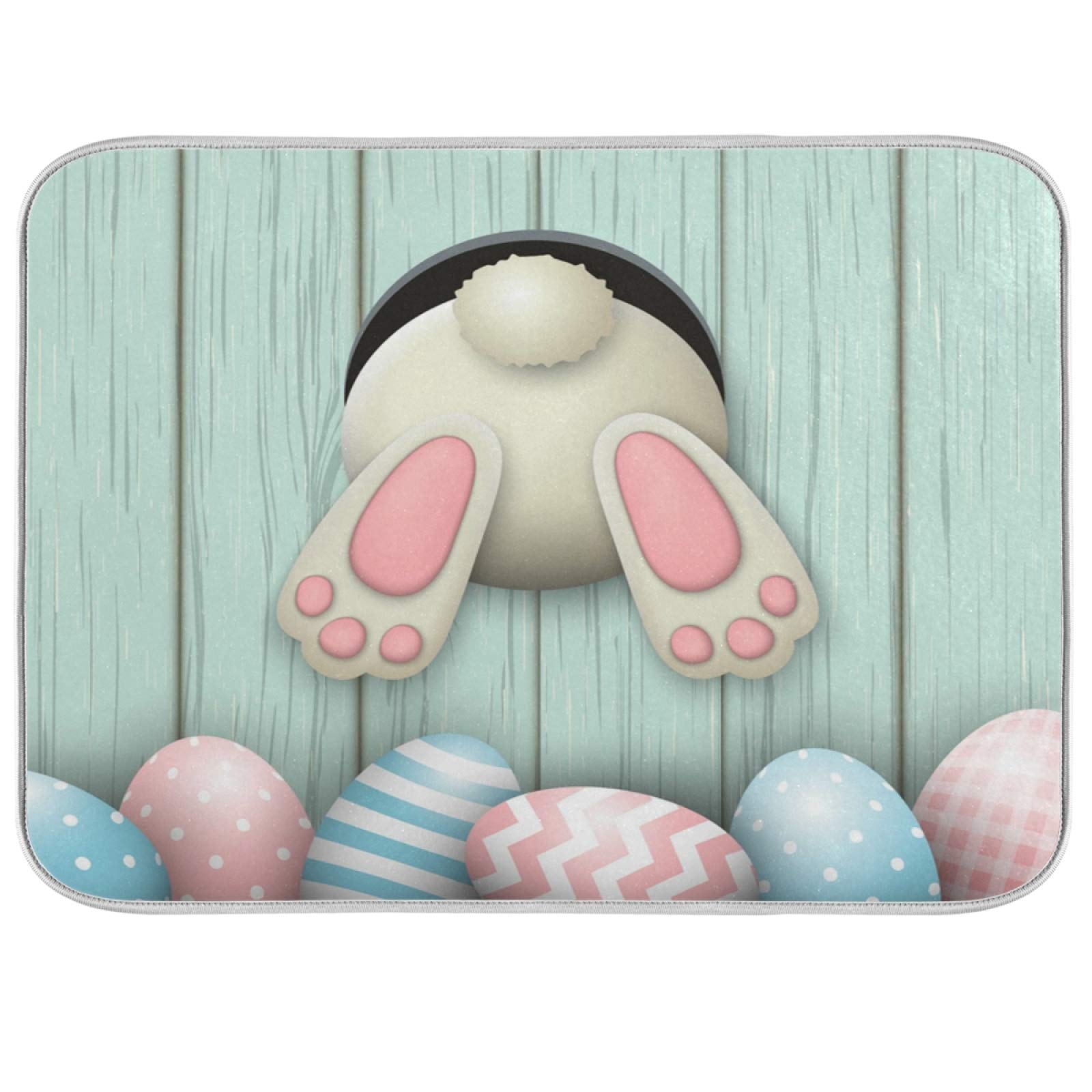 SUABO 16x18 Inch Easter Eggs Dish Drying Mat - Absorbent Microfiber Kitchen Mat for Dishes, Cups & Utensils | Reversible & Quick-Drying | Perfect for Easter Decor, Kitchen Counter & Sink Area