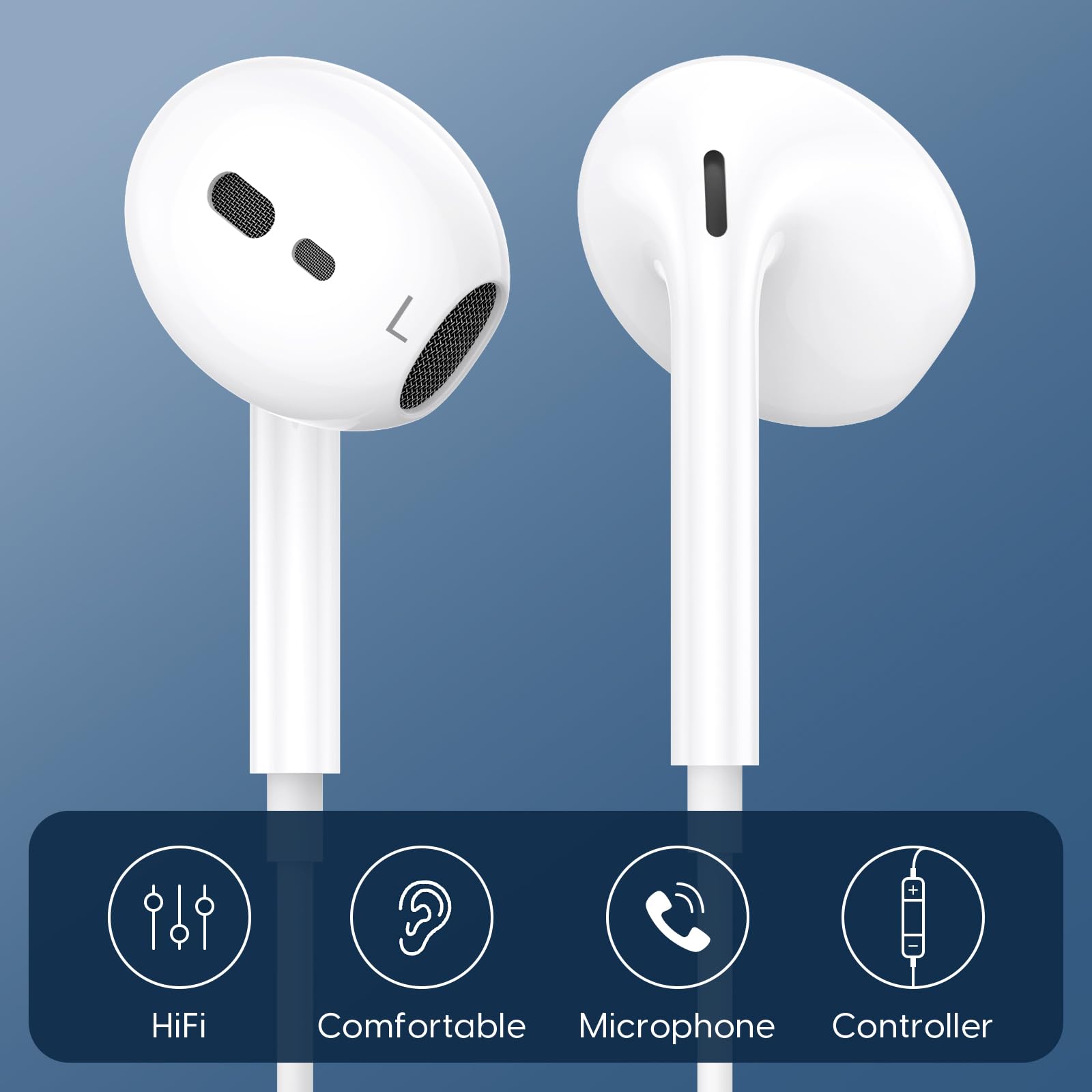 2-Pack USB-C Wired Earbuds for iPhone 16, HiFi Stereo In-Ear Headphones with Microphone & Volume Control - Compatible with iPhone 16/15/Plus/Pro Max, iPad, Samsung Galaxy S24/S23/S22 Ultra - Perfect for Music, Gaming & Calls