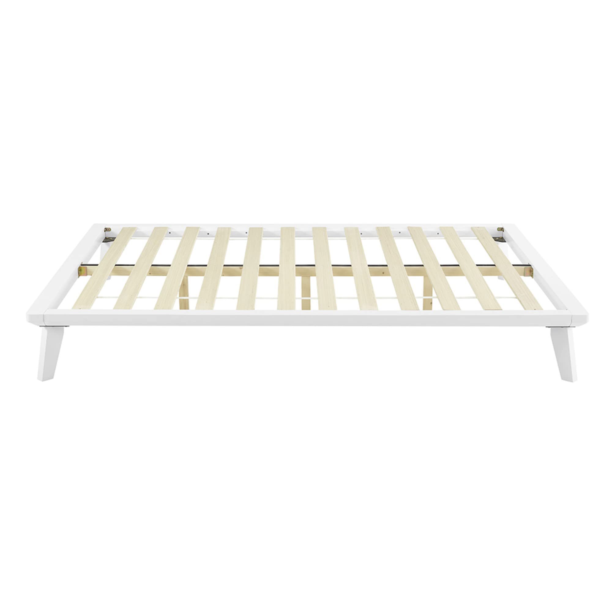 White Full Size Metro Wood Platform Bed Frame - Modern Minimalist Bedroom Furniture for Small Spaces & Apartments