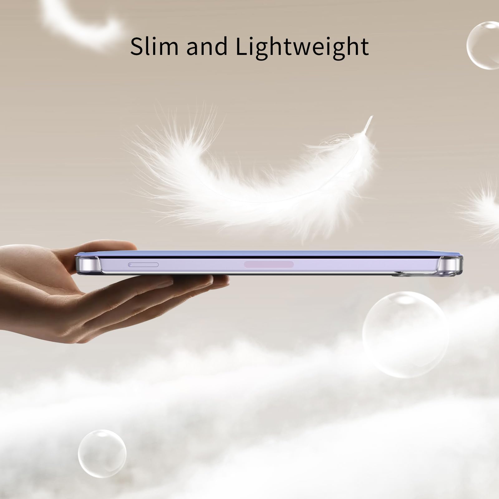 MoKo Slim Lightweight Protective Case for iPad Mini 7 (A17 Pro) 2024 & iPad Mini 6 2021 - 8.3-inch Hard Back PC Shell with Stand Cover | Supports Touch ID, Auto Wake/Sleep | Grayish Purple | Perfect for Work, Travel & Home Use
