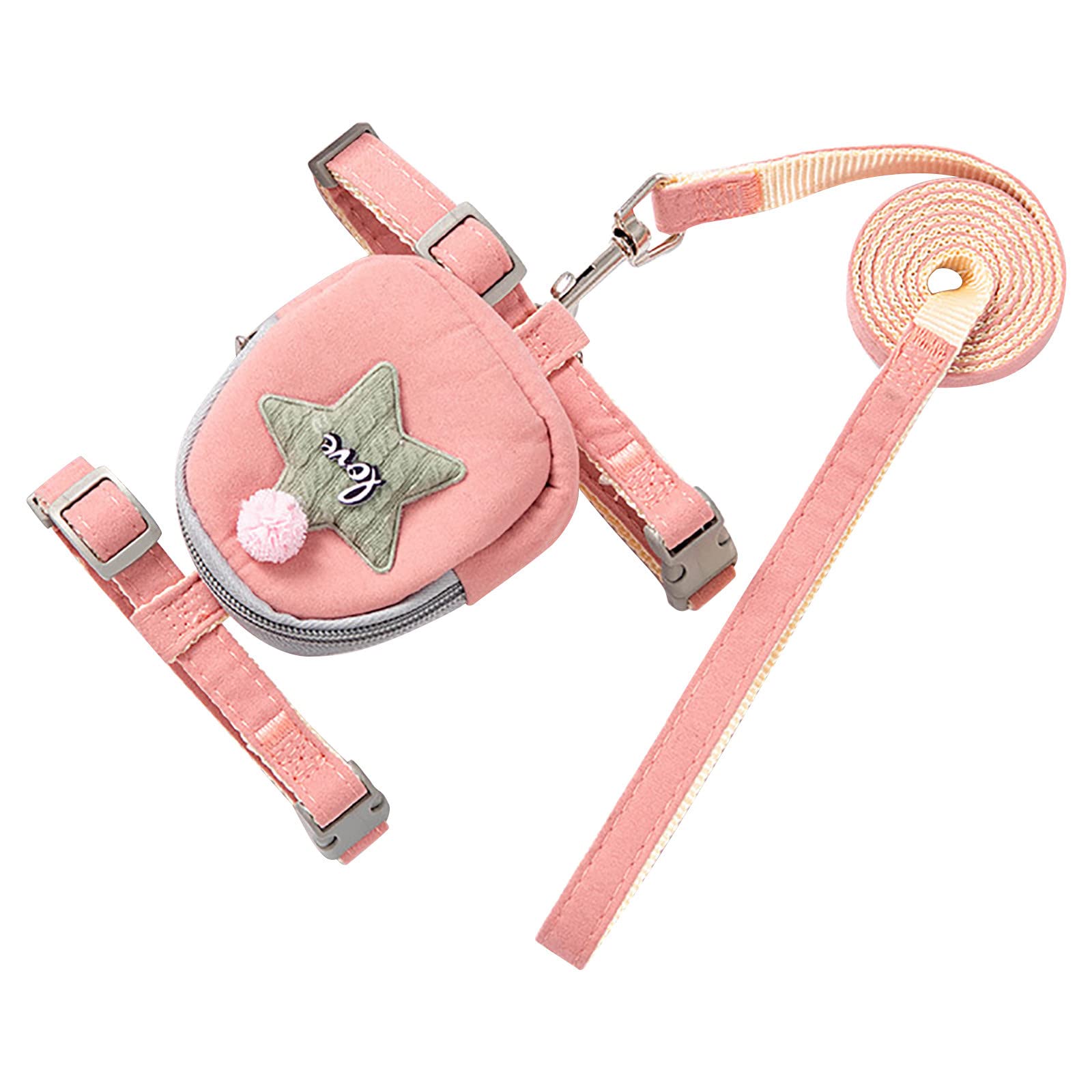 TMJSPOYOU Adjustable Dog Backpack Harness - Detachable Hiking Backpack for Small Medium Dogs, Soft Comfortable Pet Carrier with Pockets (Pink, Size S) - Perfect for Outdoor Adventures, Camping & Travel with Your Puppy