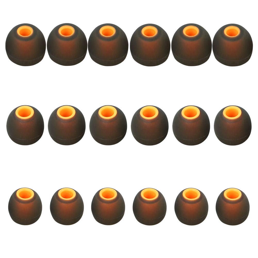 Premium Replacement Ear Tips for Earbuds & Headphones - 9 Pairs (S/M/L Sizes, Orange/Black) - Perfect for Workouts, Commuting & Noise Isolation