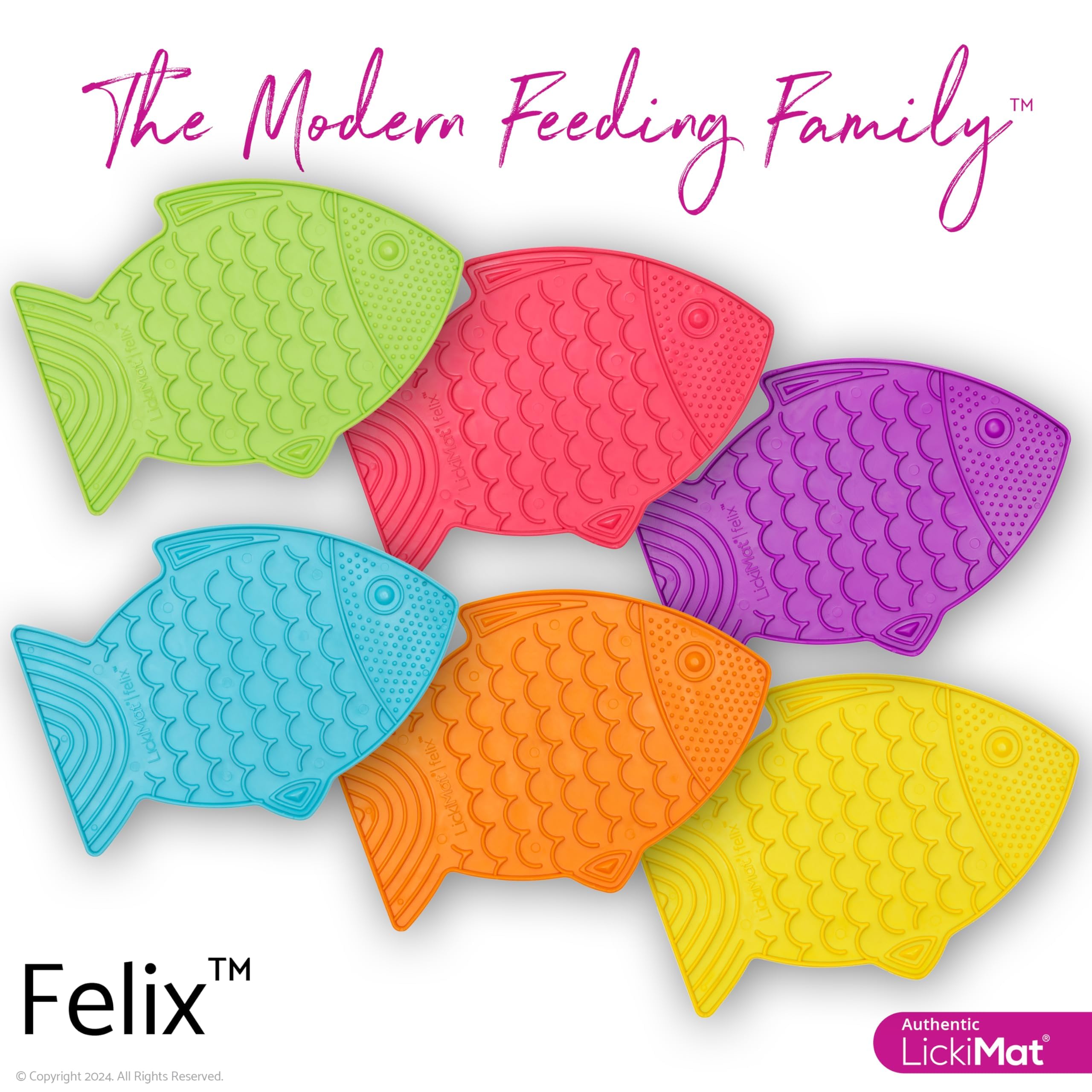 LickiMat Felix Fish-Shaped Slow Feeder Cat Lick Mat - Anxiety & Boredom Relief for Cats - Perfect for Wet Food, Treats, Yogurt & Peanut Butter - Fun Alternative to Slow Feed Bowls (Orange) - Great for Mealtime Enrichment & Stress Reduction