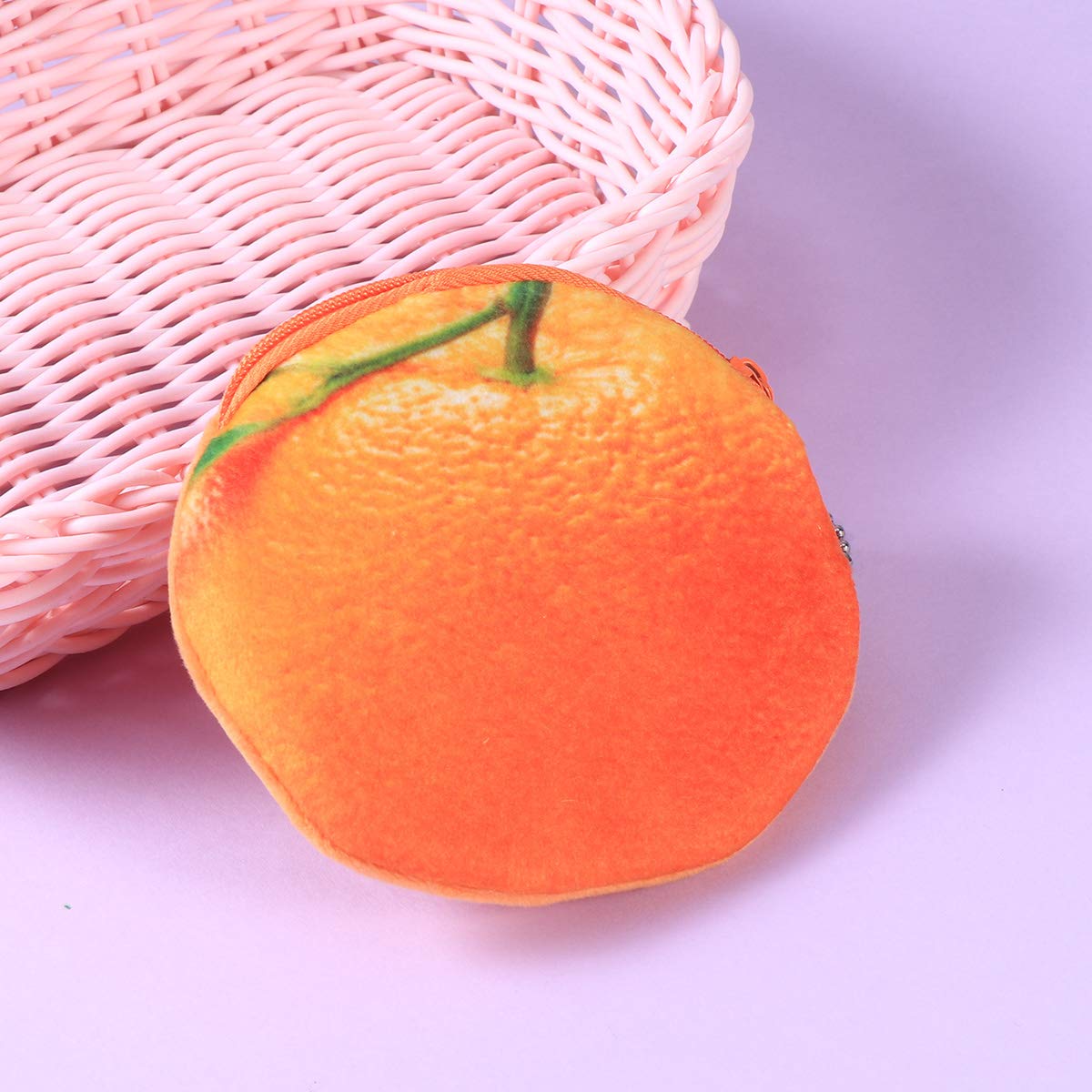 Mini Zip Around Wallet for Women - Cute Orange Fruit Coin Purse Keychain Pouch, Cartoon Style Kids Wallet & Keychain Organizer | Perfect for Everyday Use, Travel, Gifts & Organizing Small Items