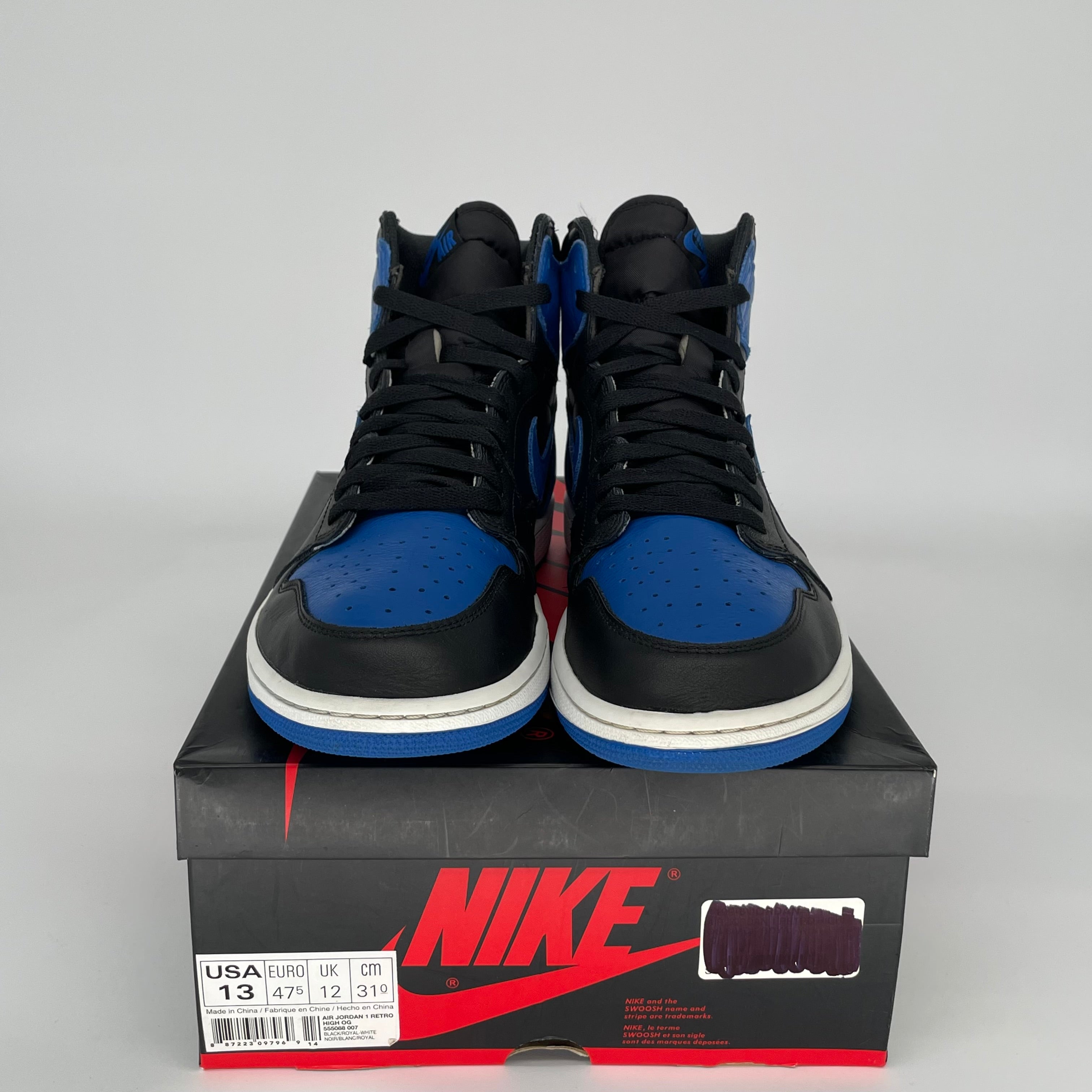 Original Air Jordan 1 Retro High OG 'Royal Blue' Men's Basketball Shoes Size 13 (555088-007) - Classic Sneakers for Streetwear, Sports & Casual Outfits