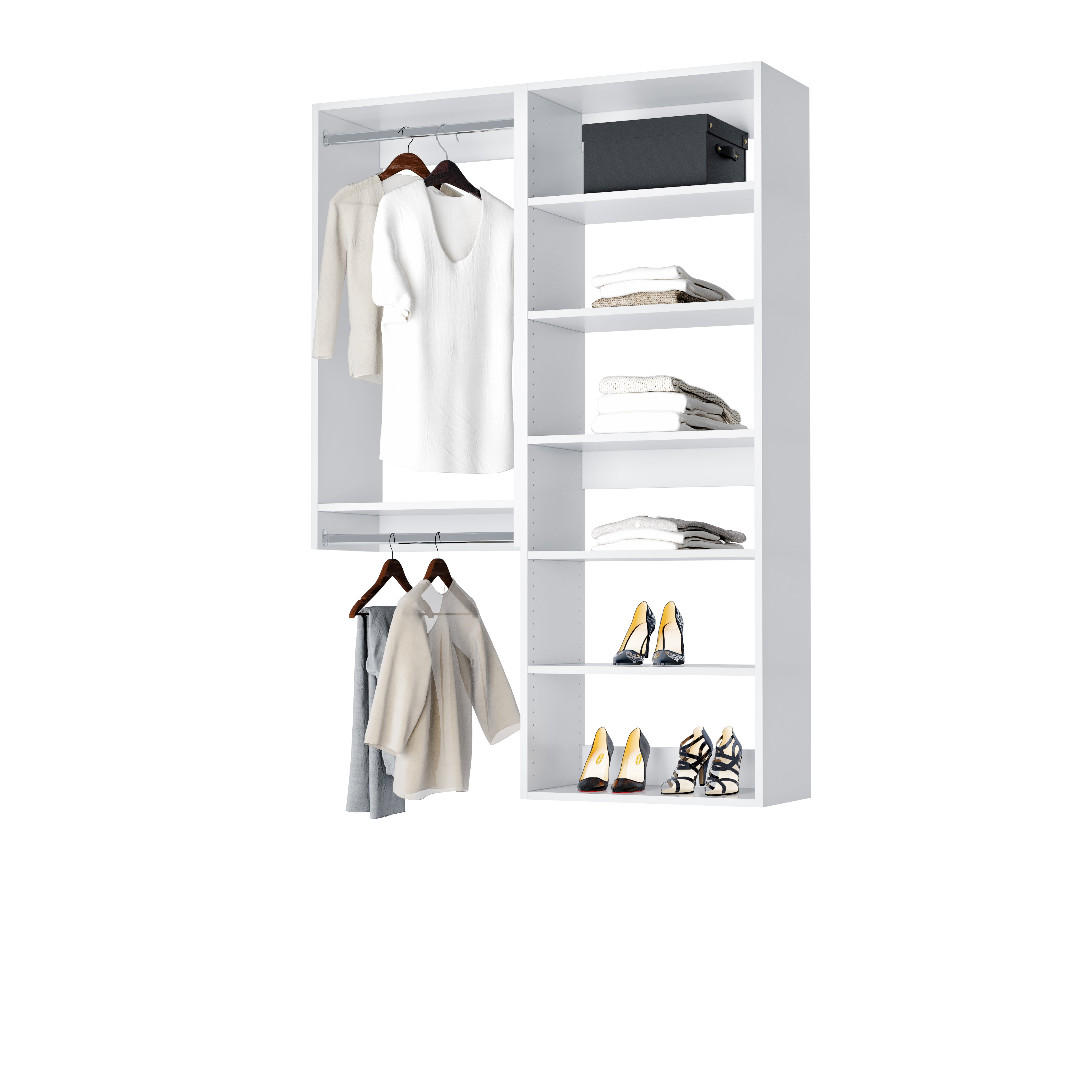 Complete Compact Closet Kit - Space-Saving Wardrobe Organizer System for Small Bedrooms, Apartments & Dorm Rooms | Easy DIY Installation