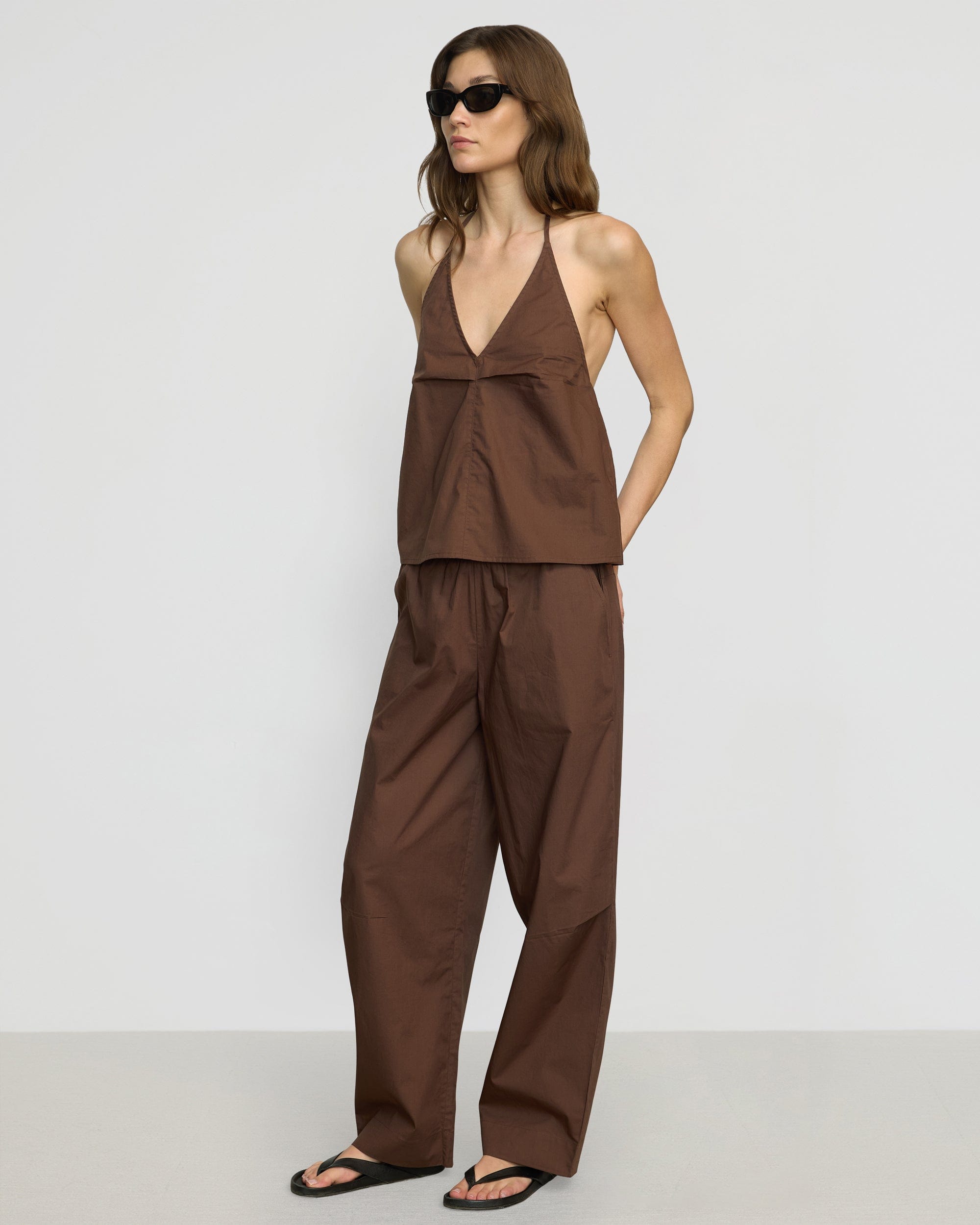 Paula Smocked Waist Organic Cotton Pants for Women - Soft & Comfortable High-Waisted Trousers - Perfect for Casual Wear, Office & Travel
