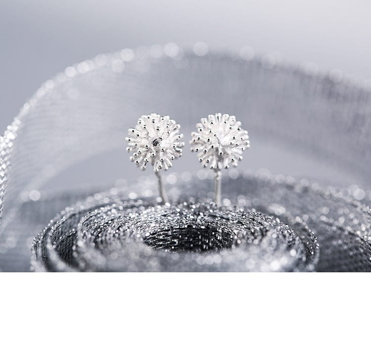 S925 Sterling Silver Dandelion Flower Ear Studs for Women - Elegant Floral Earrings for Daily Wear, Parties & Gifts