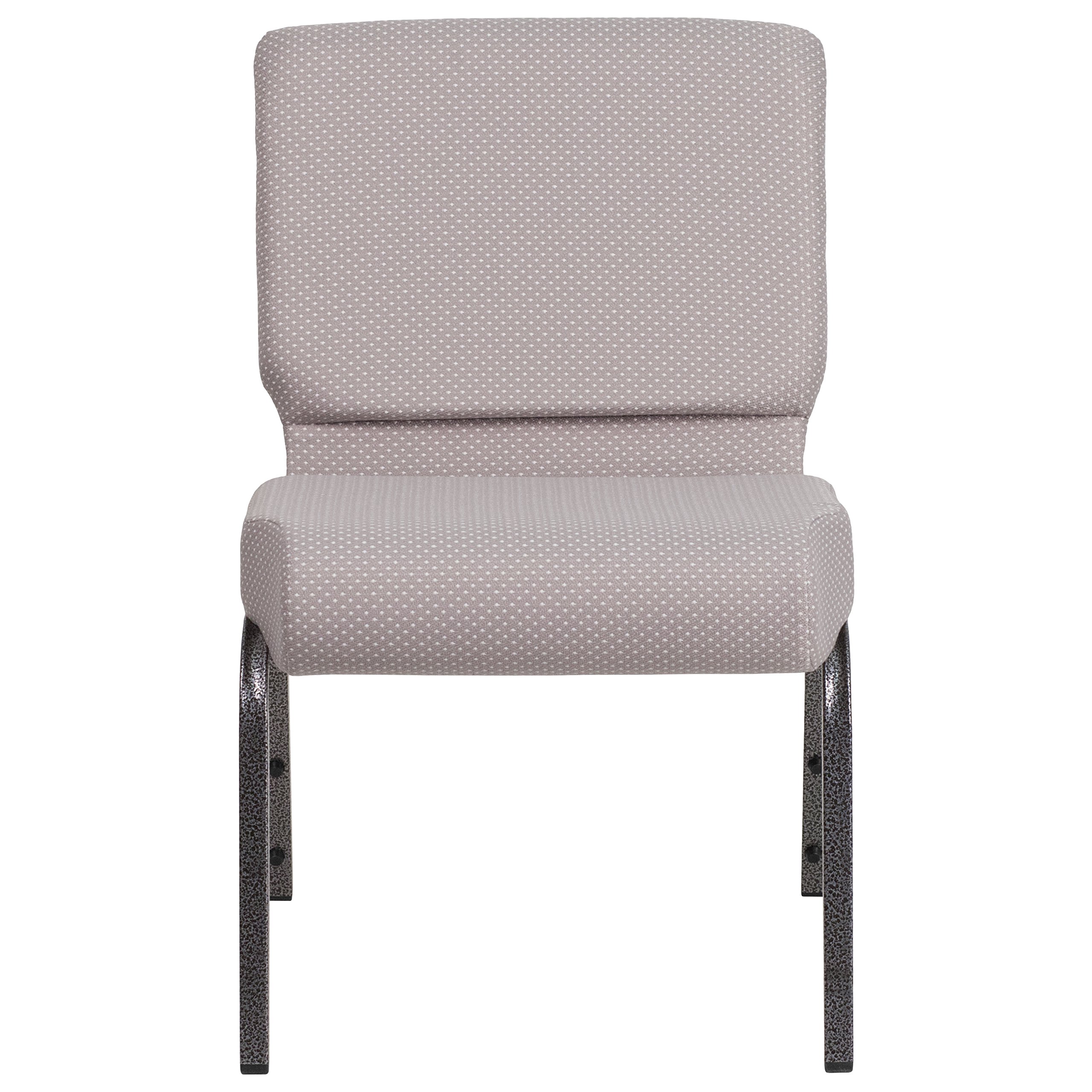 EMMA & OLIVER 21 Inch Wide Gray Dot Fabric Church Chair with Silver Vein Frame - Comfortable Padded Seat for Worship Services, Weddings & Events