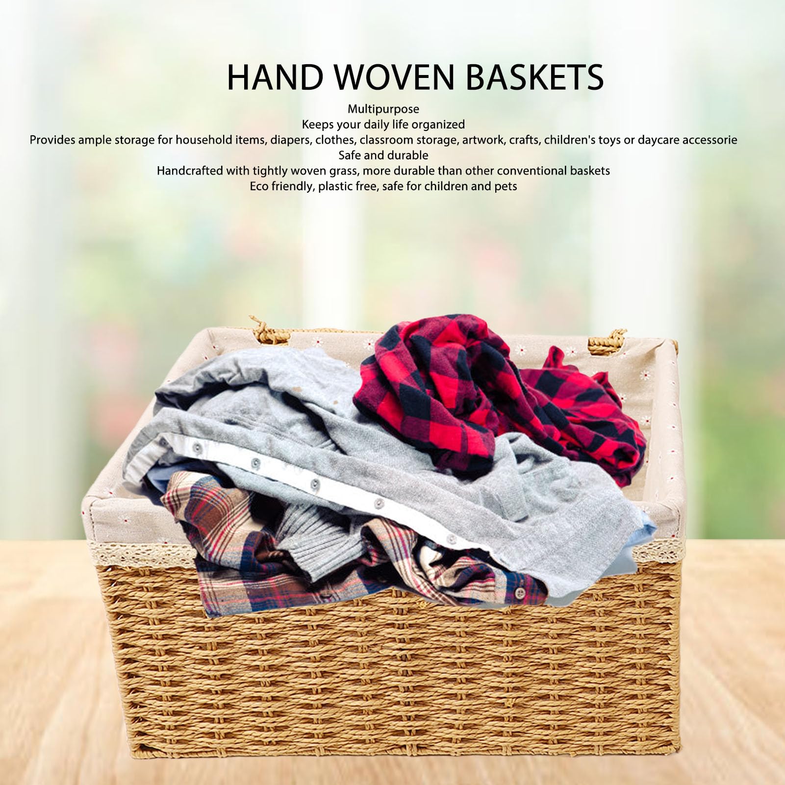 Multifunctional Storage Basket Set - 4Pcs Large Capacity Woven Rope Baskets for Nursery, Desktop & Home Organization | Durable Glass Fiber Weaving | Perfect for Baby Rooms, Office Supplies & Clutter Control