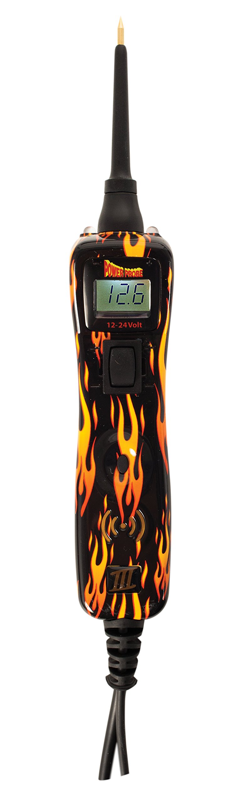 Power Probe III Clamshell - Fire (PP3CSFIRE) Automotive Diagnostic Test Tool | Digital Volt Meter | AC/DC Current Resistance Circuit Tester for Car Repair & Electrical Troubleshooting | Ideal for Mechanics & DIY Enthusiasts