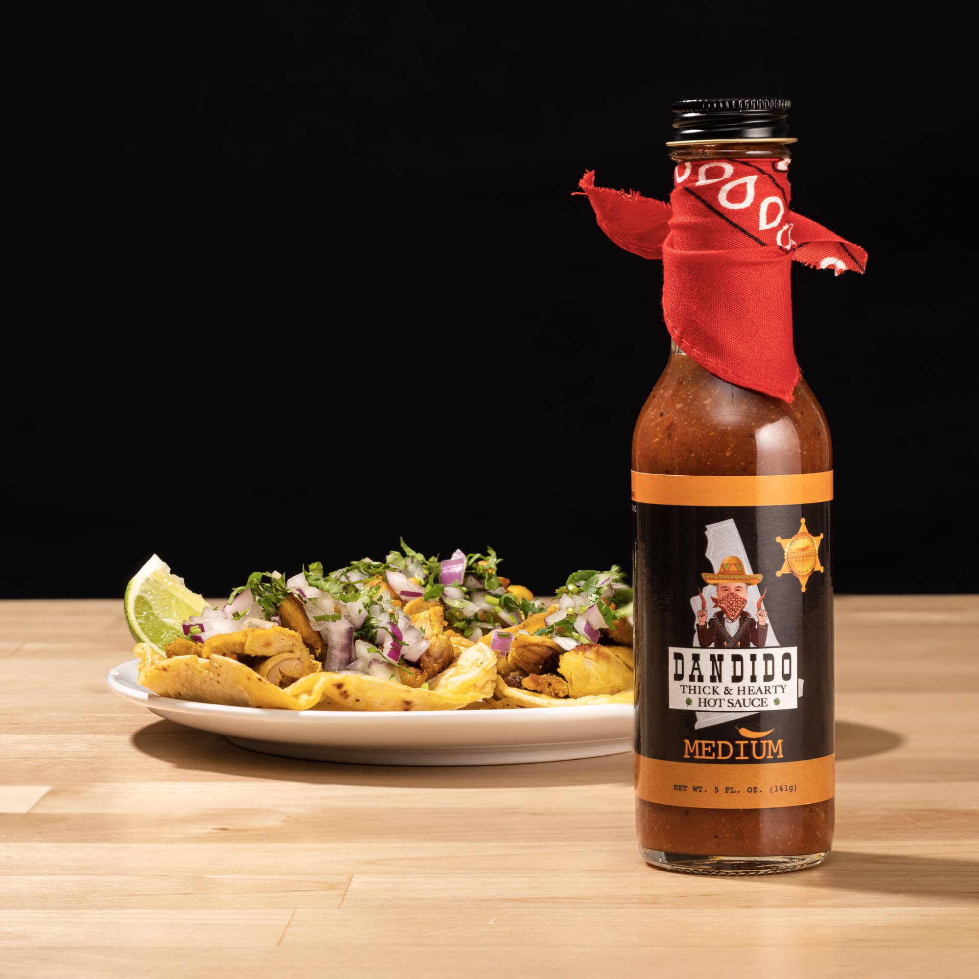 **Dandido Medium Hot Sauce - Thick & Hearty Gourmet Hot Sauce with Exotic Peppers - All-Natural, USA-Made - 5 Oz Bottle - Perfect for Tacos, Wings, Burgers & More**