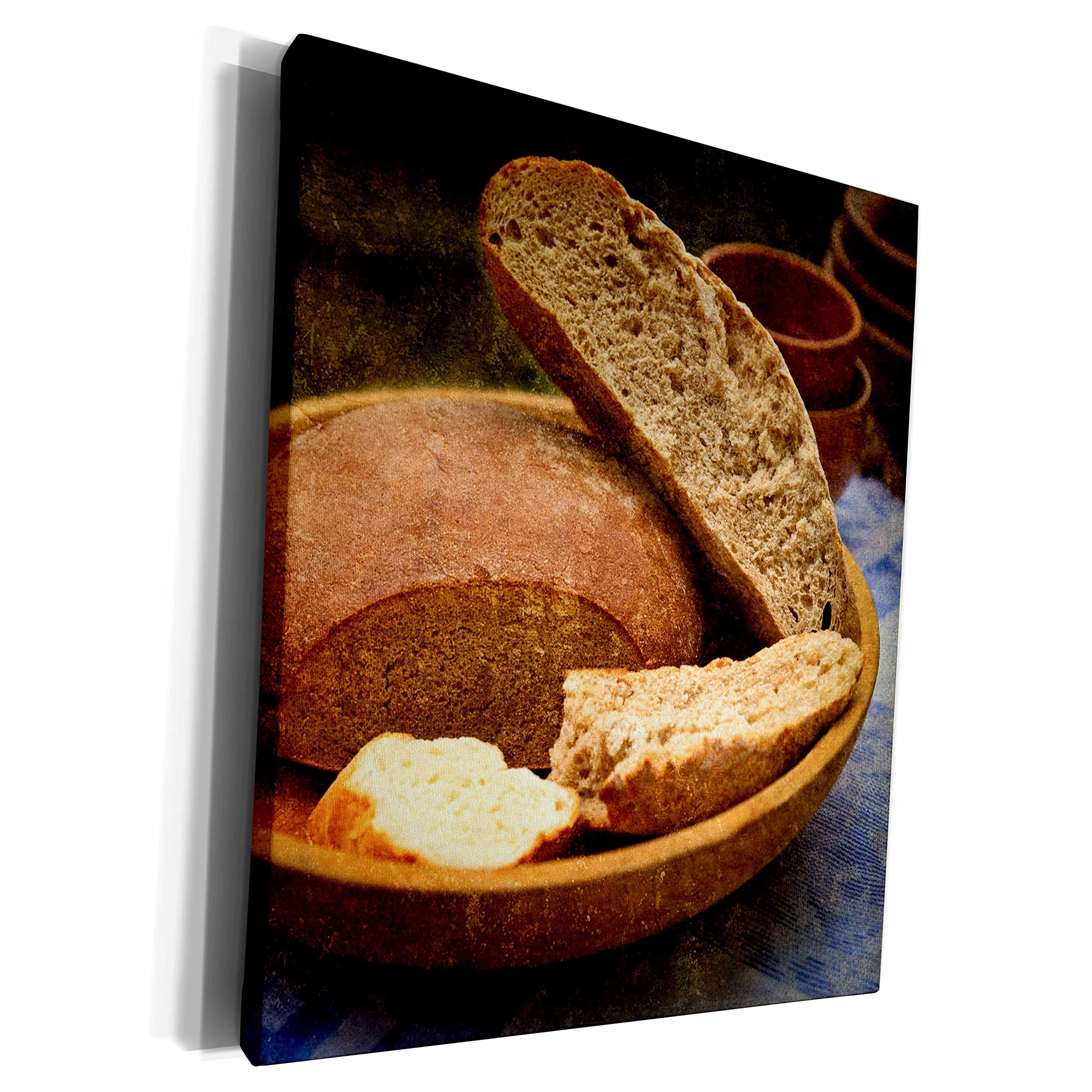 3dRose Museum Grade Canvas Wrap - Still Life with Loaves of Bread in Ceramic Plate, Earthenware by Alexis Photography - Premium Wall Art for Kitchen, Dining Room & Home Decor