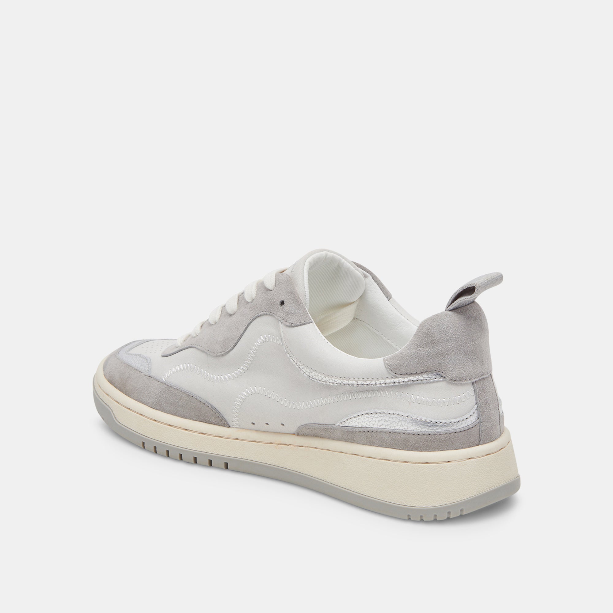 ADELLA White & Grey Leather Sneakers for Women - Comfortable Casual Walking Shoes for Work, Travel & Everyday Wear