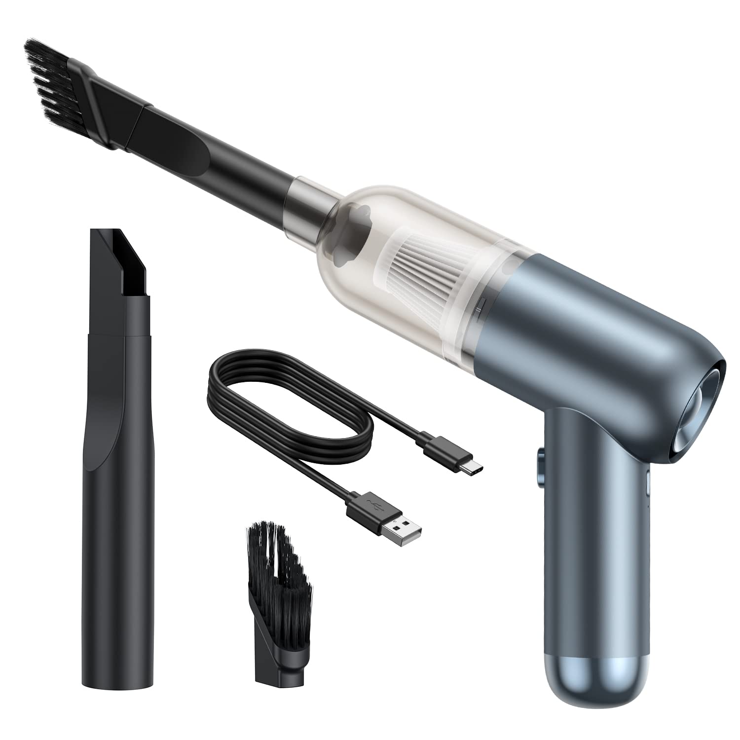 Portable Cordless Handheld Vacuum Cleaner - 6000PA Strong Suction Mini Vacuum for Car, Home & Office - Rechargeable Lightweight Hand Vacuum for Pet Hair, Crumbs, Dust (Blue) - Perfect for Car Seats, Sofas, Desks & Small Spaces