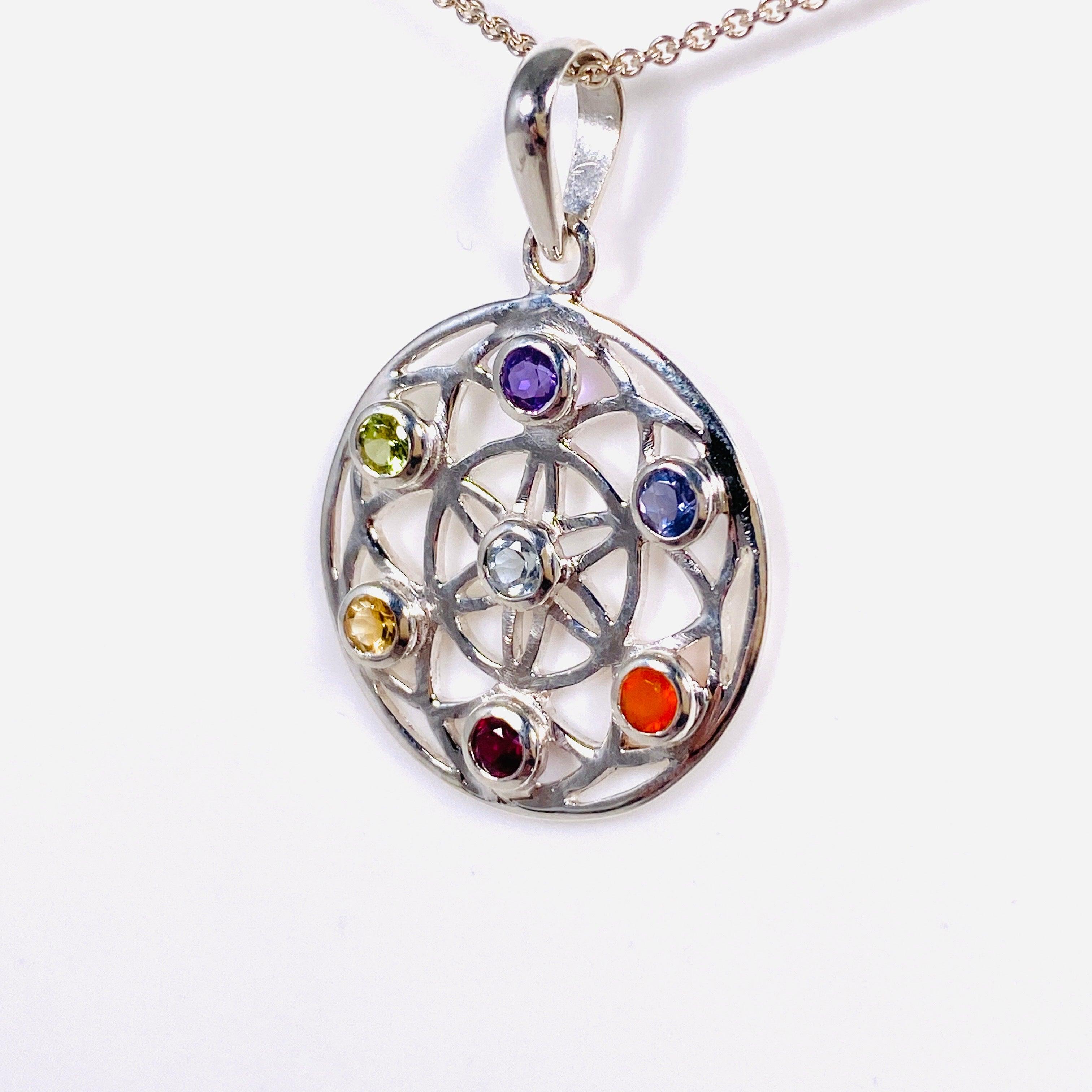Chakra Healing Pendant PF729 - 7 Chakra Stone Necklace for Meditation, Yoga & Spiritual Balance | Perfect Gift for Energy Healing & Mindfulness