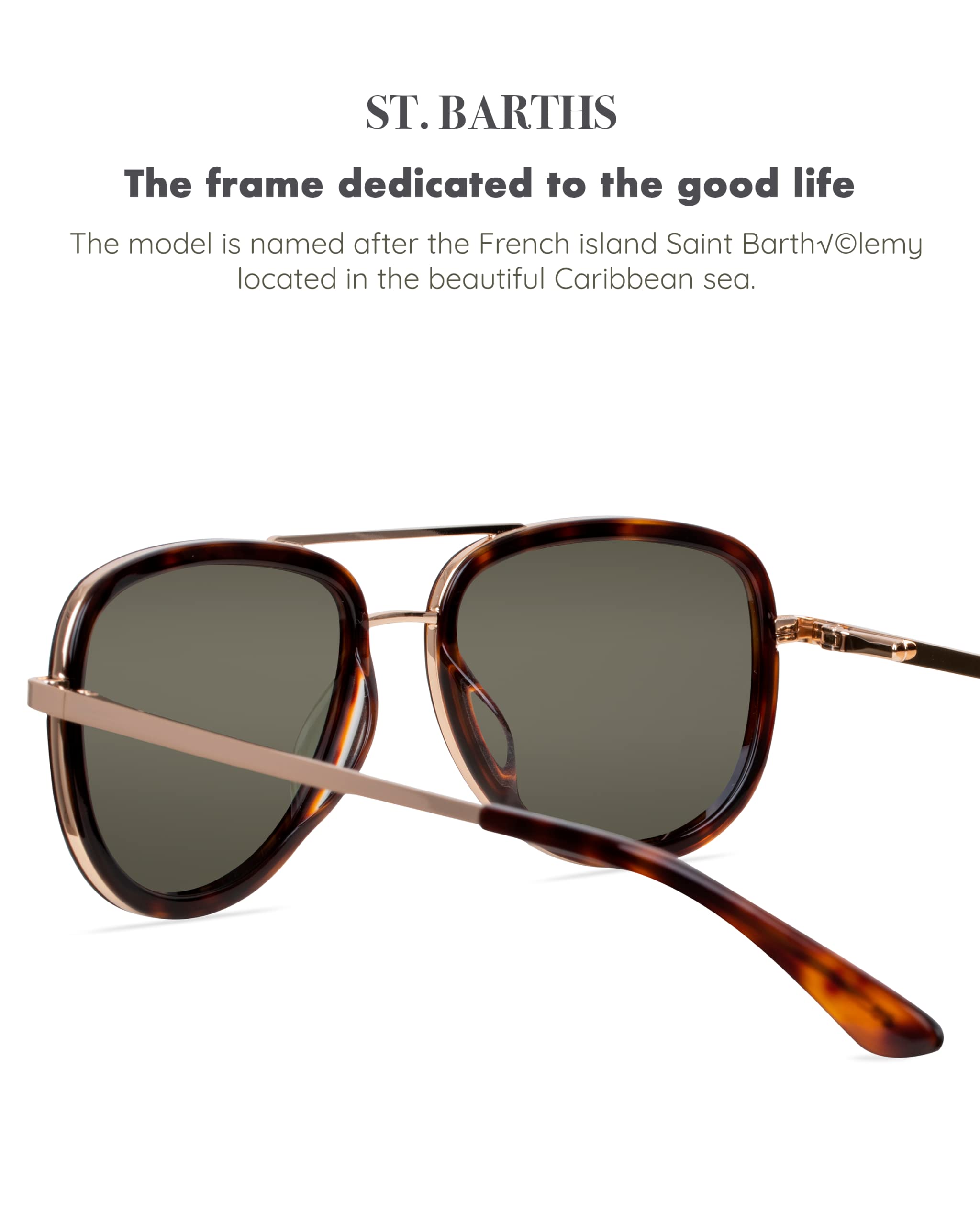 Christopher Cloos St. Barths Aviator Polarized Sunglasses for Men & Women - UV Protection Unisex Pilot Shades with Case - Perfect for Driving, Beach & Outdoor Activities