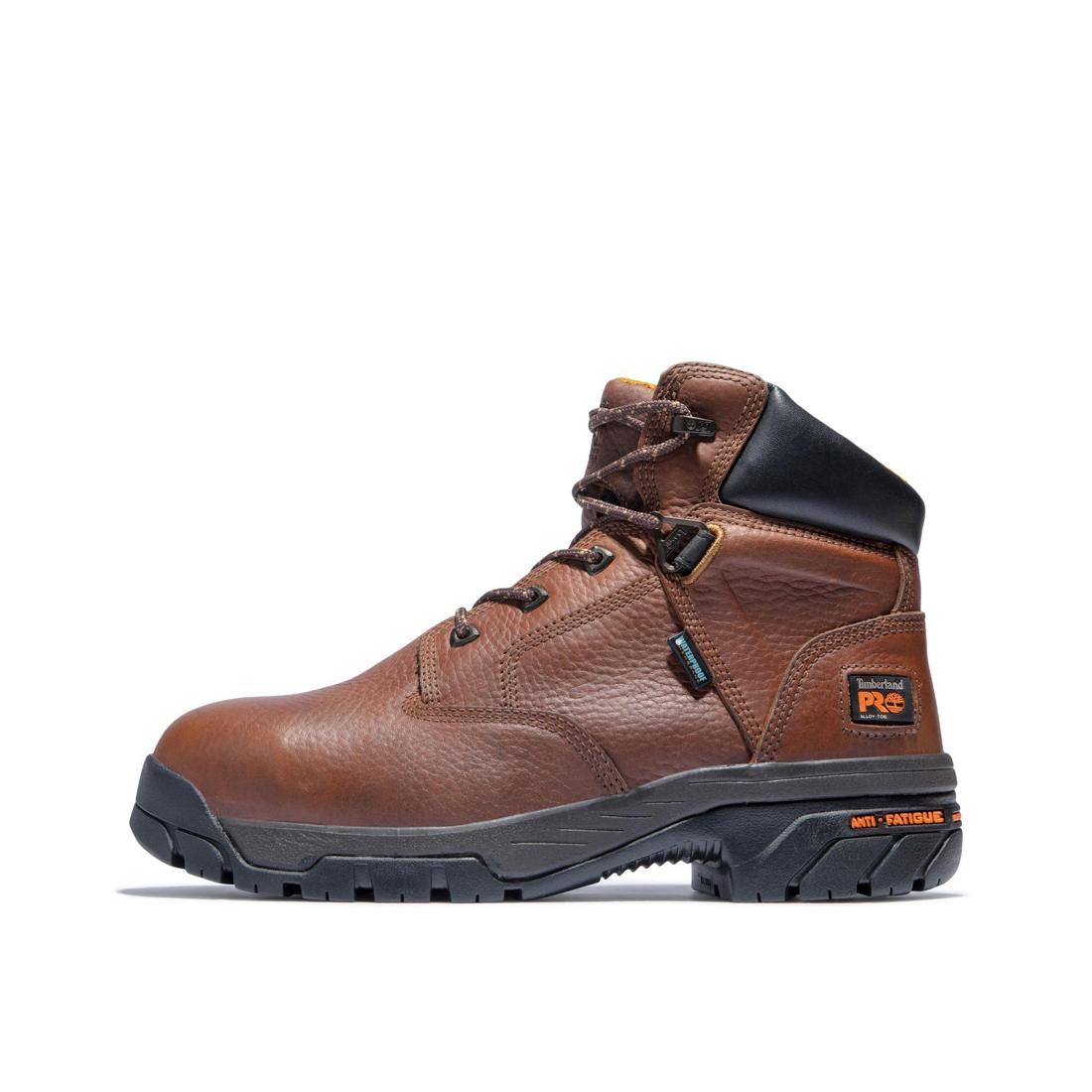 Helix 6 Inch Soft Toe Work Boots for Men - Comfortable Brown Leather Safety Shoes for Construction, Hiking & Outdoor Work