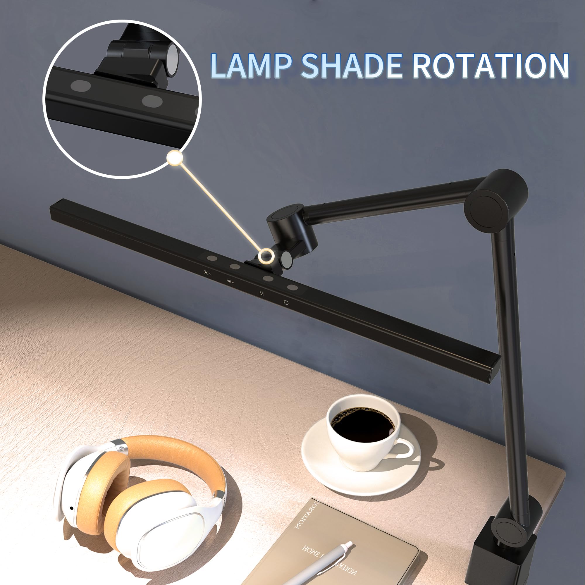 LED Desk Lamp with Clamp - Adjustable Monitor Light Bar for Eye Protection, 5 Modes & 20 Brightness Levels, Ultra HD Bright Table Light for Reading, Studying, Office Work - Reduces Screen Glare & Eye Fatigue