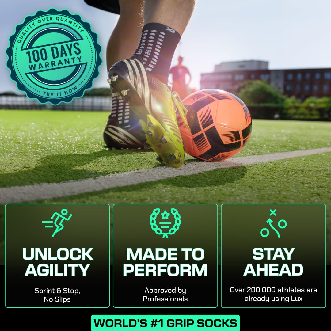 Lux Dual Grip Soccer Socks for Men & Women - Anti-Slip Performance Socks with GripArray Technology for Enhanced Traction & Comfort - Ideal for Soccer, Football, Training & Sports Activities