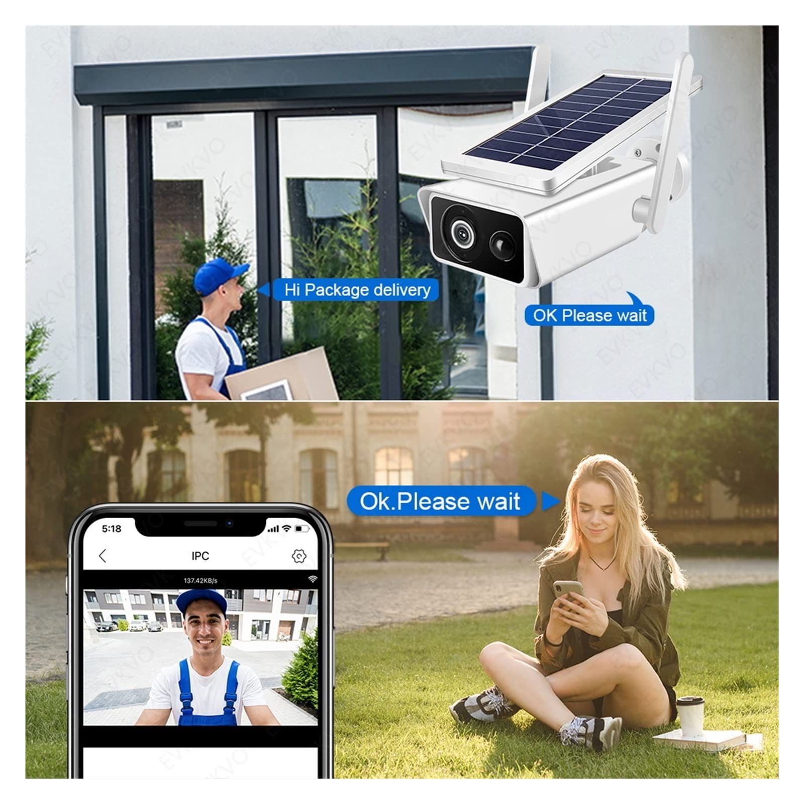 SilteD 5MP Solar Security Camera Outdoor - WiFi Wireless Solar Powered Camera with Built-in Battery, PIR Motion Detection, 30M Night Vision & 128GB Card - Perfect for Home, Garage, Yard & Business Surveillance