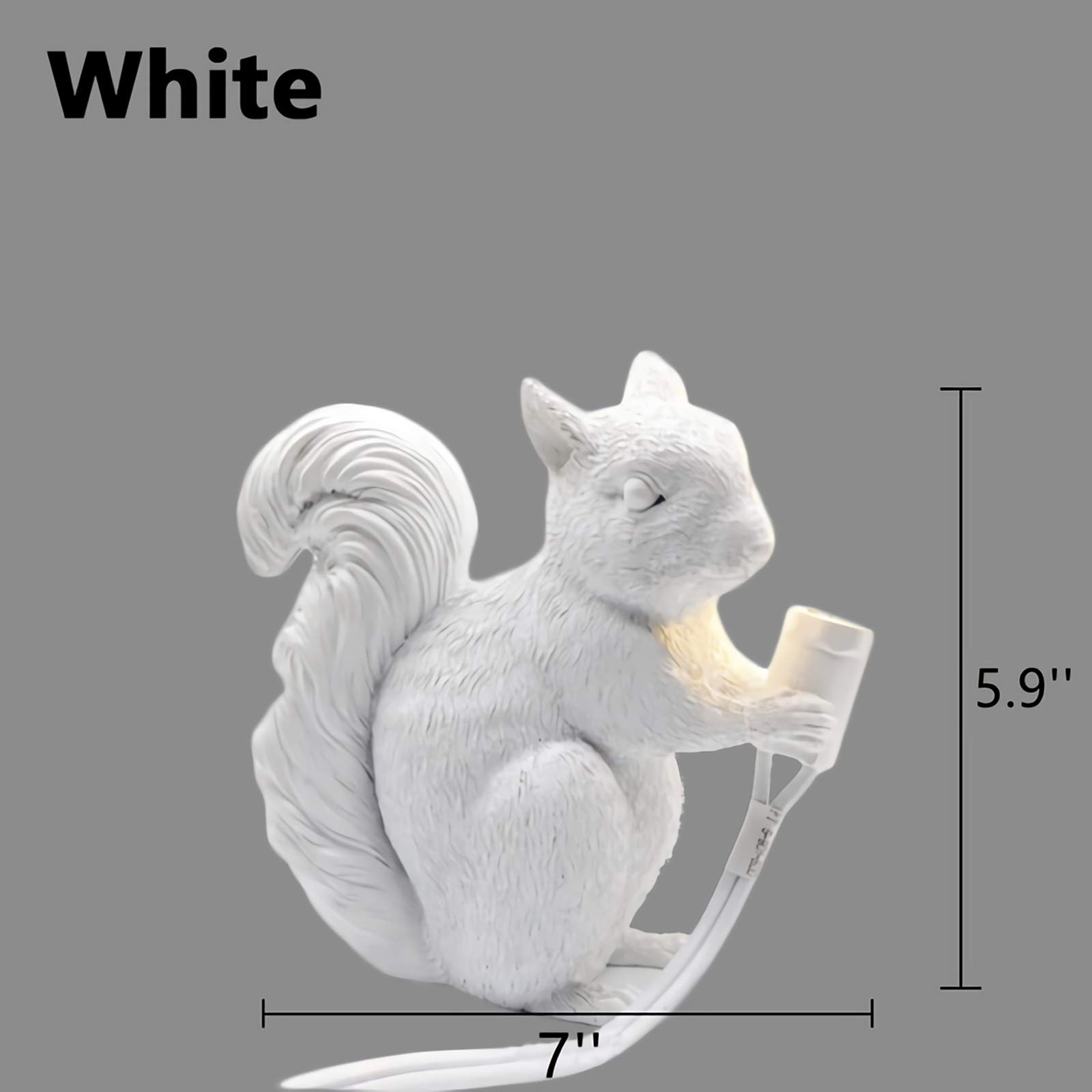 Resin Squirrel Desk Lamp - Portable Night Light for Kids, Children's Room, Bedroom, Dorm & Study | Perfect Gift for Home, Office & Nursery Decor (Black)