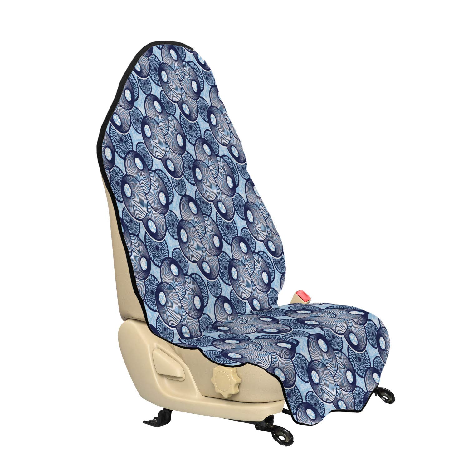 Ambesonne Vibrant Car Seat Hoodie - Geometric Seashells Nature Inspired Cover Protector, Non-Slip Backing, Universal Fit 30