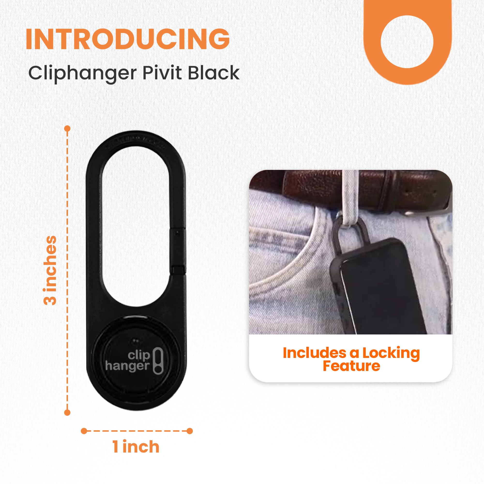 PIVIT - Universal Phone Holder & Finger Grip - Secure Phone Attachment for Texting, Selfies & Easy Carry - Wireless Charging Compatible - Finger Loop for Phone Case - Black - Perfect for Driving, Gym, Travel & Daily Use