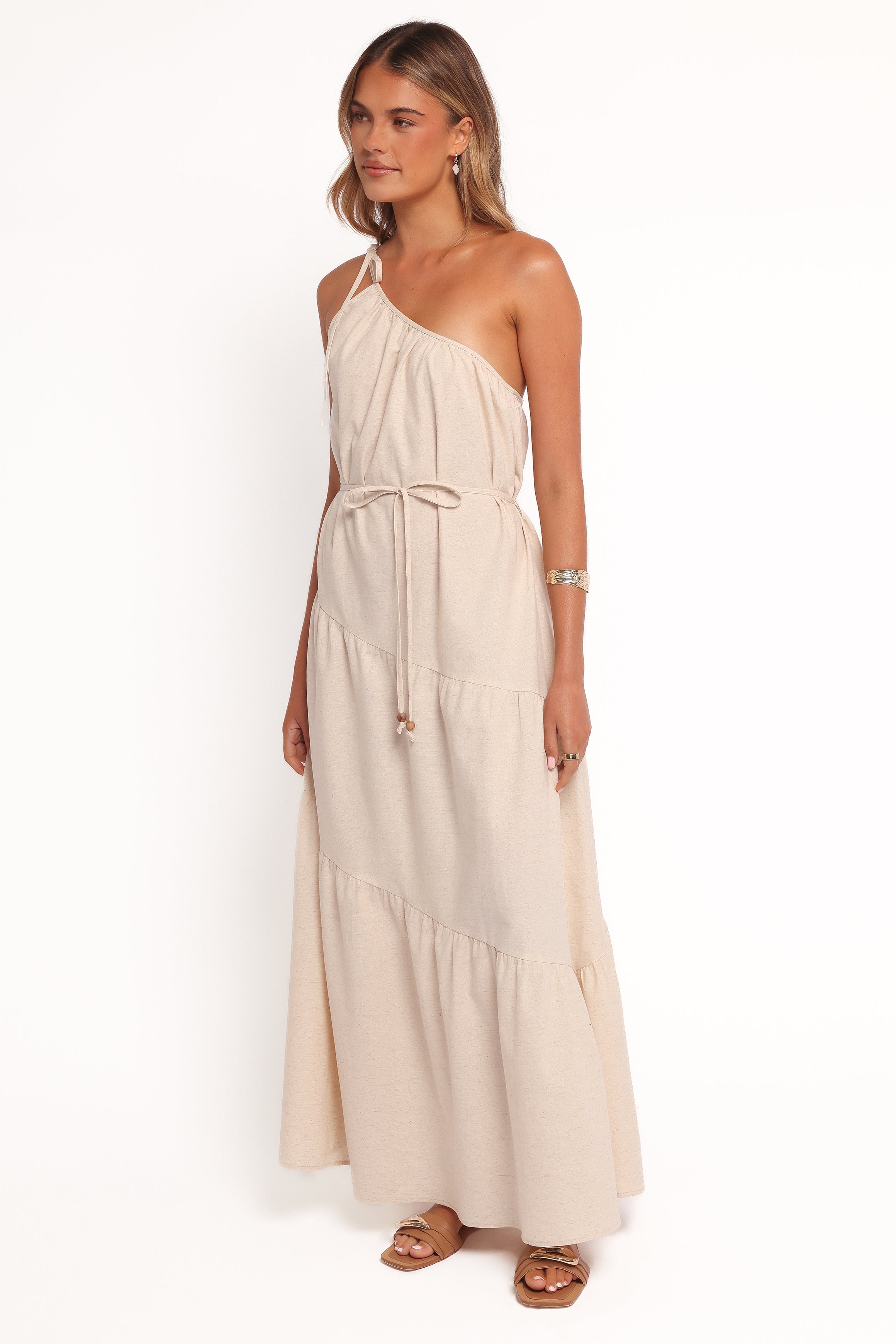Hilde Maxi Dress for Women - Elegant Oatmeal Long Flowy Dress for Summer, Beach, and Casual Wear