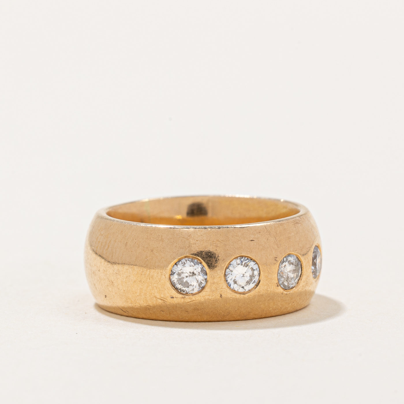 0.46ctw Flush Set Four Stone Diamond Wedding Band Ring - Size 4.25 - Perfect for Engagement, Anniversary & Everyday Wear