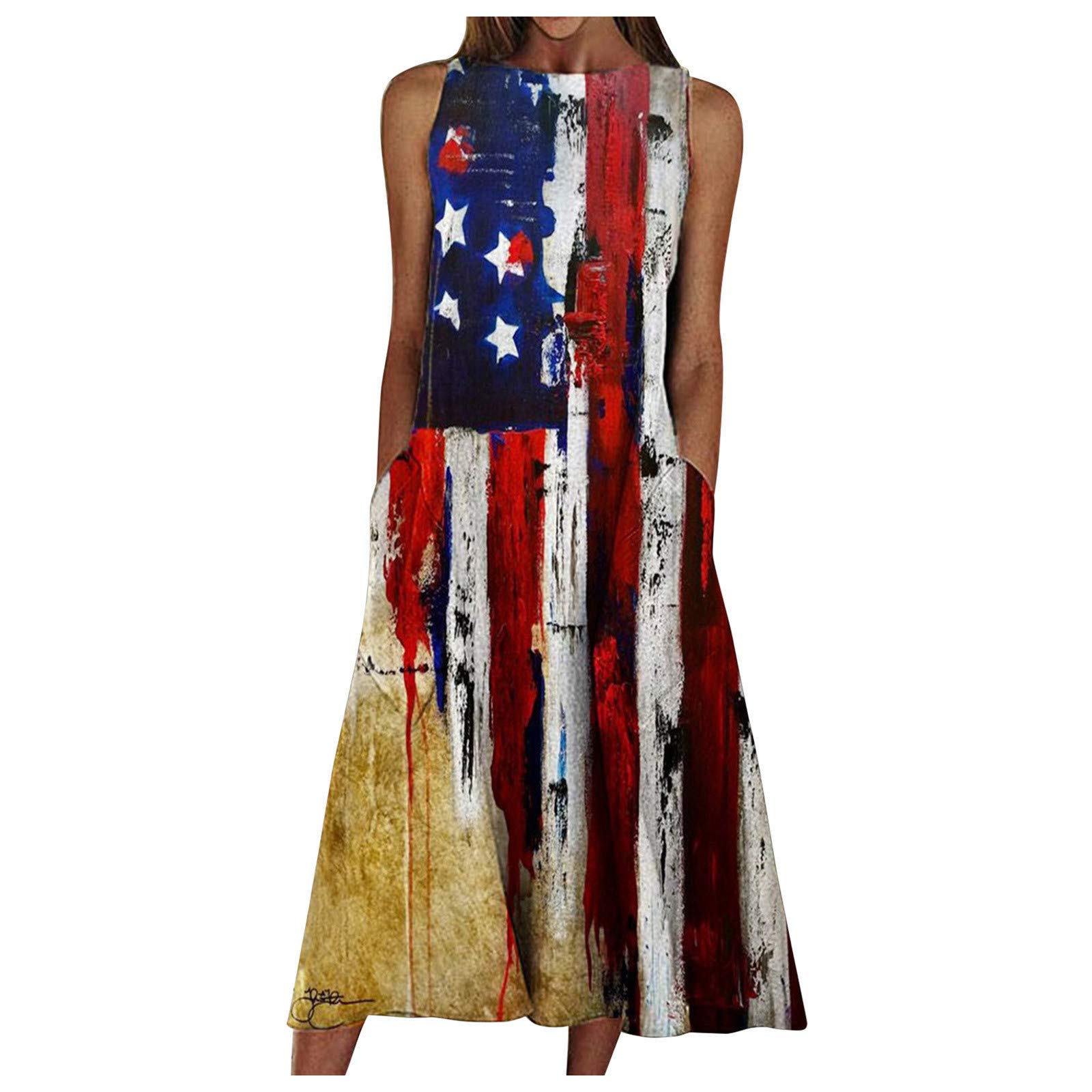Women's Floral Print Summer Tank Dress - Sleeveless Loose Casual Sundress for Beach, Vacation & Everyday Wear