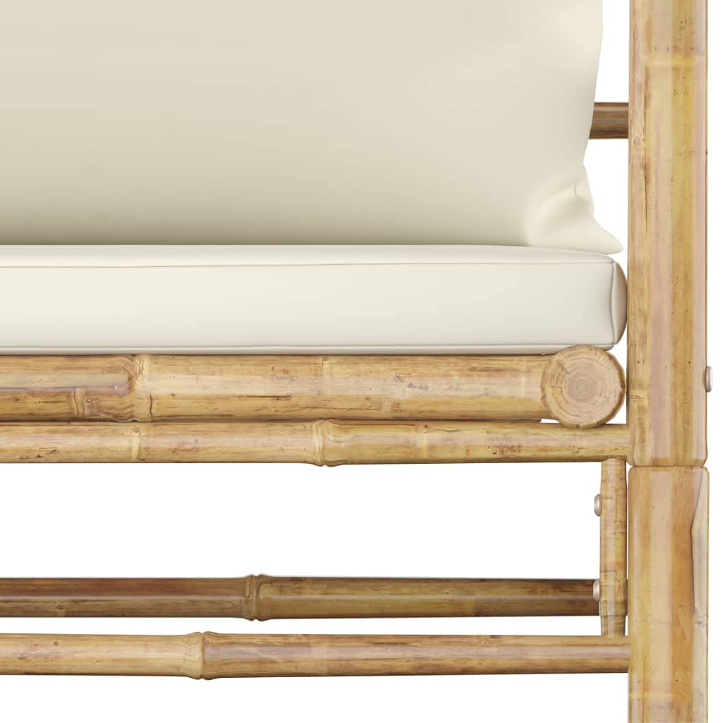 CHARMMA Patio Sofa with Cream White Cushions & Bamboo Frame - Outdoor Garden Furniture for Backyard, Poolside & Balcony Relaxation