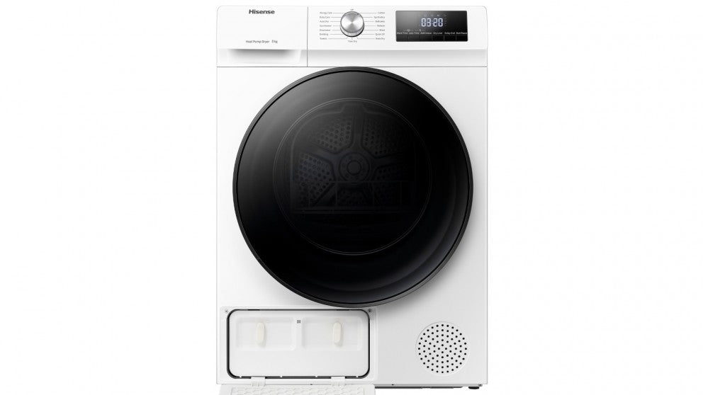 Hisense 8kg Heat Pump Dryer HDFY80H - Energy Efficient, Quiet & Fast Drying for Home Laundry - Perfect for Apartments, Small Families & Eco-Friendly Living