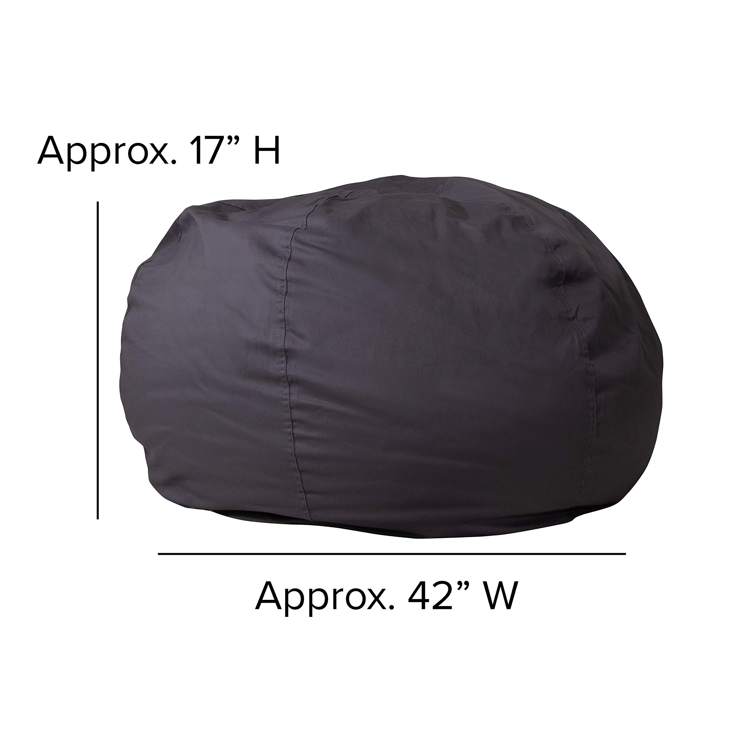 Emma & Oliver Oversized Solid Gray Bean Bag Chair - Large Comfortable Lounger for Kids, Teens & Adults - Perfect for Living Room, Bedroom, Dorm & Game Room Relaxation