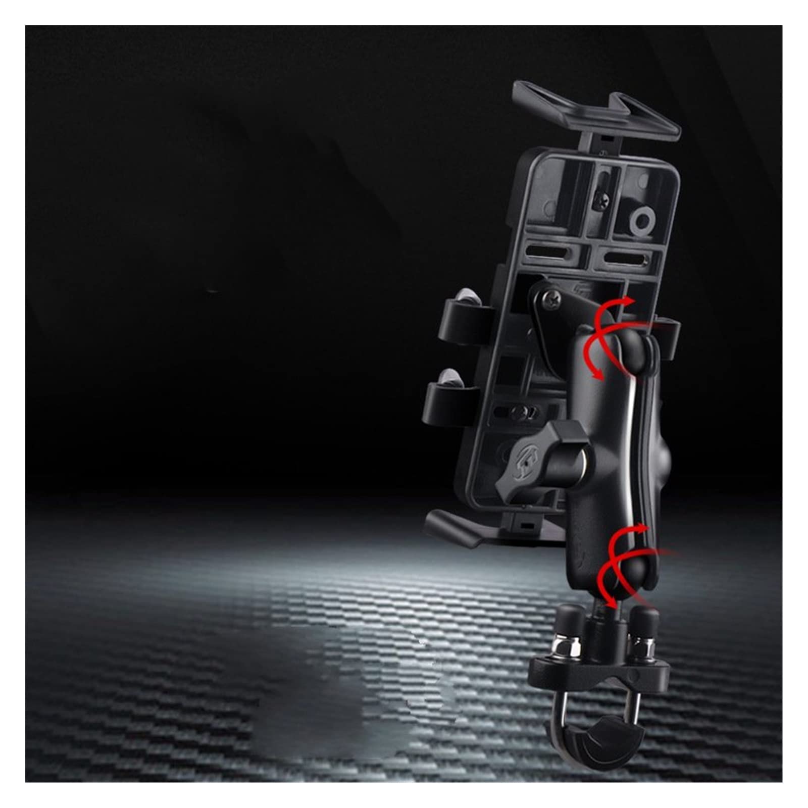 360° Rotatable Motorcycle & Bicycle Handlebar Phone Mount - Universal Bike Mirror Phone Holder for Safe Riding (Black) - Perfect for GPS Navigation & Adventure Cycling
