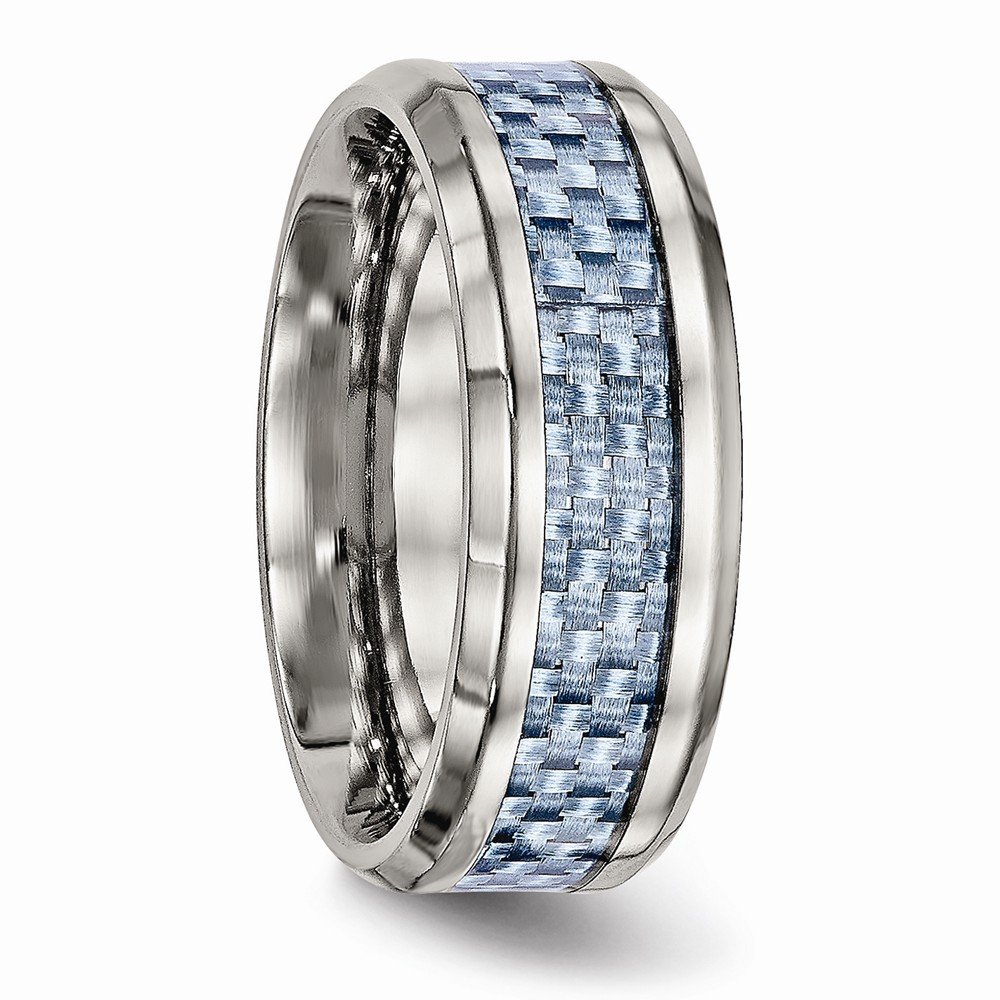 Premium Solid Titanium Men's Wedding Band Ring with Blue Carbon Fiber Inlay - Comfort Fit Design for Everyday Wear & Special Occasions