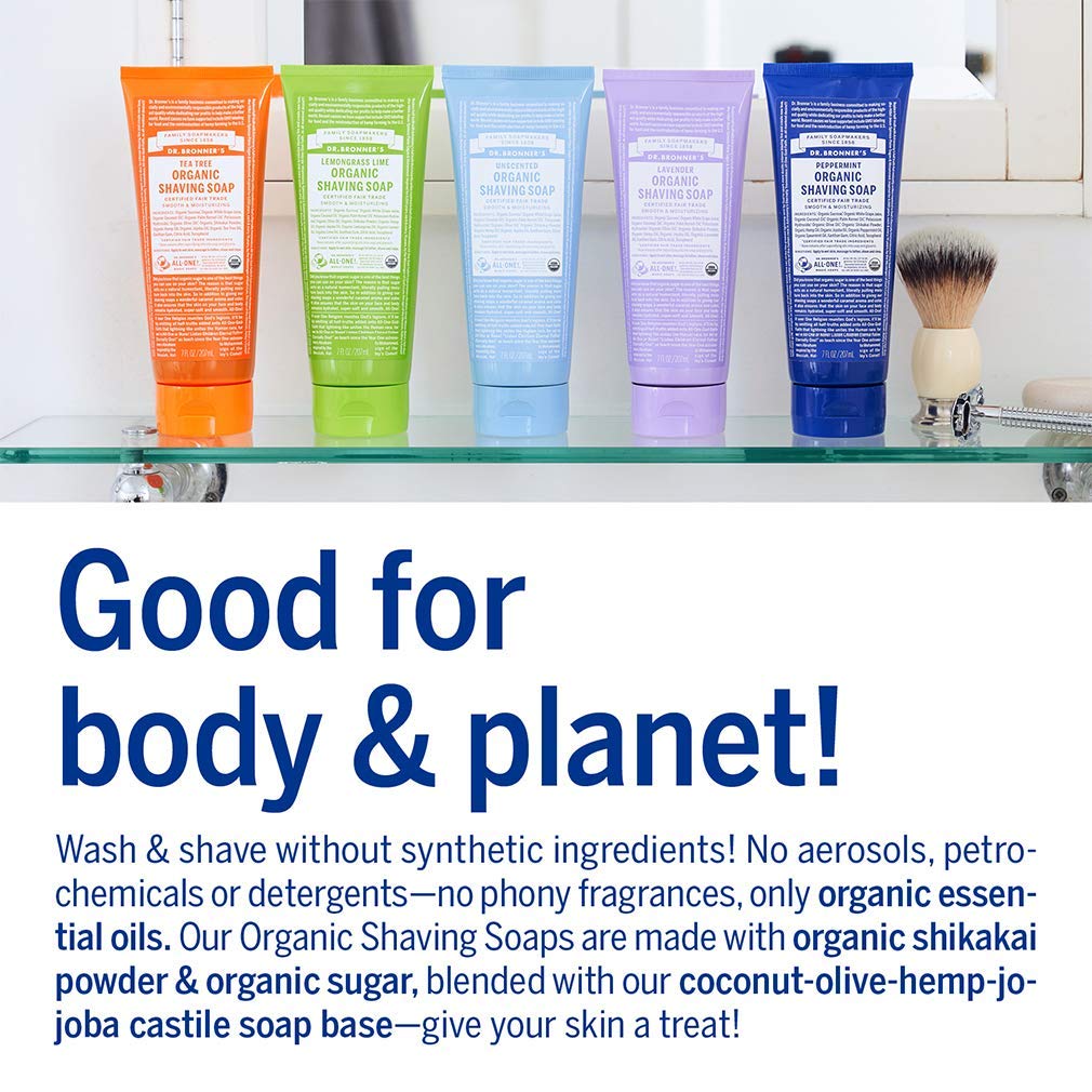 Organic Dr. Bronner's Lime Shaving Soap - All-Natural Vegan Shave Cream for Sensitive Skin | Perfect for Men's Wet Shaving & Travel Grooming Kits