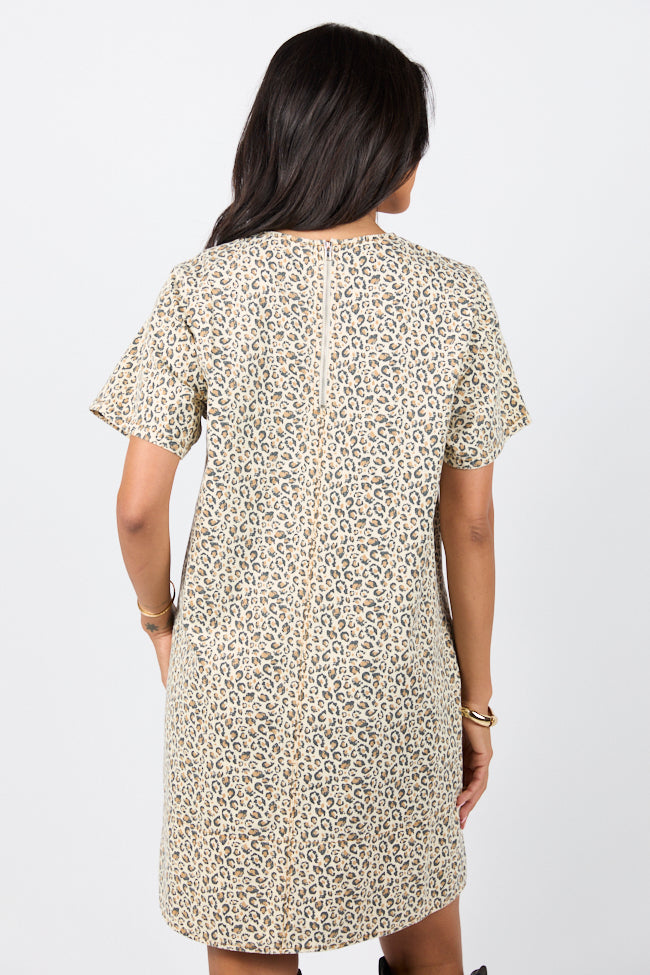 Wild Nights Taupe Leopard Print Shift Dress - Women's Casual Party Dress for Night Out, Date Night & Special Occasions