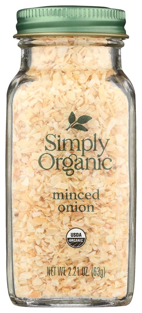 Organic White Minced Onion - 2.21 oz Bottle (Pack of 2) | Simply Organic | All-Natural Seasoning for Soups, Salads & Homemade Meals