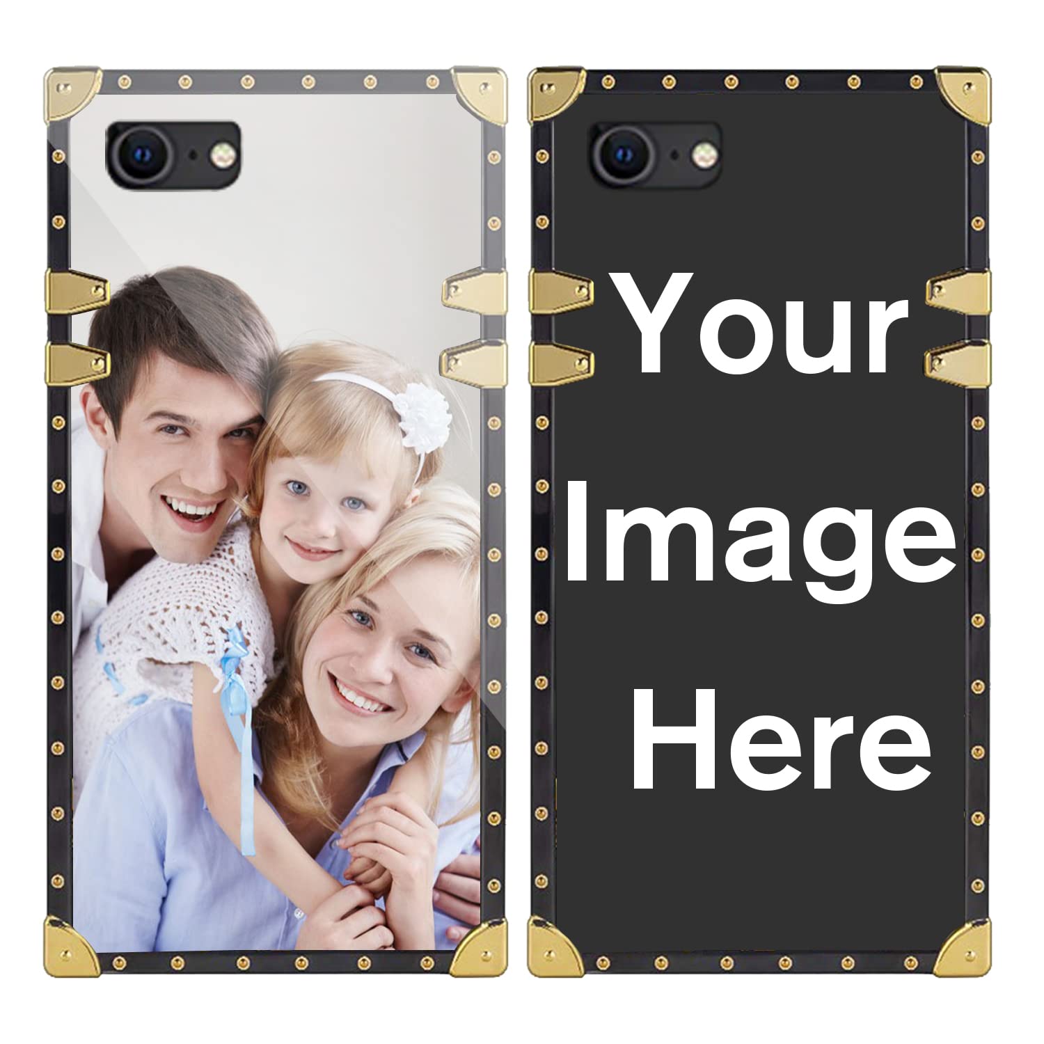 Custom iPhone 7/8/SE 2020 Case - Personalized Hybrid Protective Phone Cover with Golden Trim - Design Your Own Case for Everyday Protection & Style
