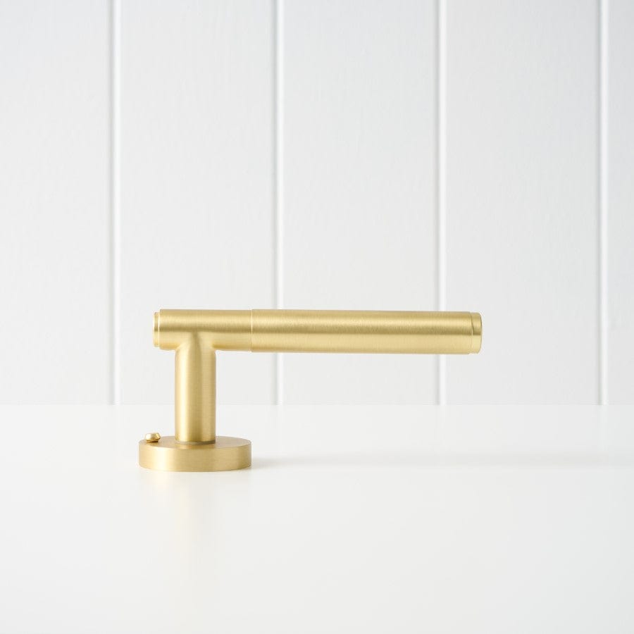 Premium Melbourne Door Handle with Lock - Brushed Brass Finish for Home & Office Security - Ideal for Bedrooms, Bathrooms, and Entry Doors