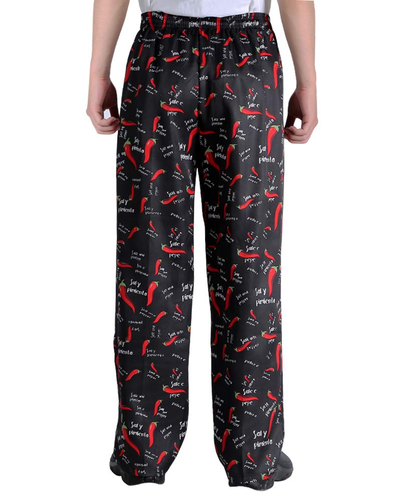 Stylish Unisex Baggy Printed Chef Pants - Elastic Waist Floral Kitchen Uniforms for Restaurant & Culinary Professionals - Perfect for Cooking, Baking & Food Service Work