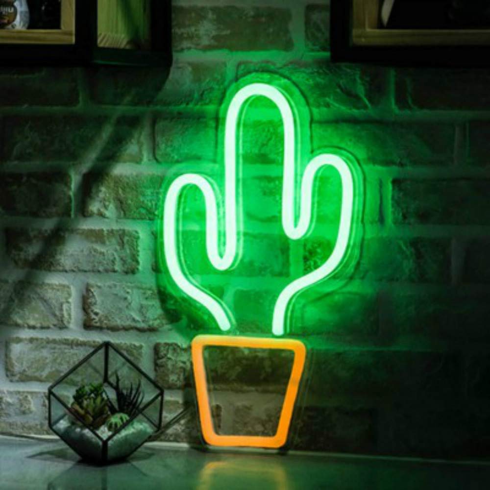 LED Cactus Neon Wall Light Sign - Indoor Home Decor, Night Lamp for Bedroom, Kids Room, Party - Perfect for Wedding, Birthday, Christmas & Valentine's Day Gifts - Creates Cozy Ambiance for Relaxation & Celebrations