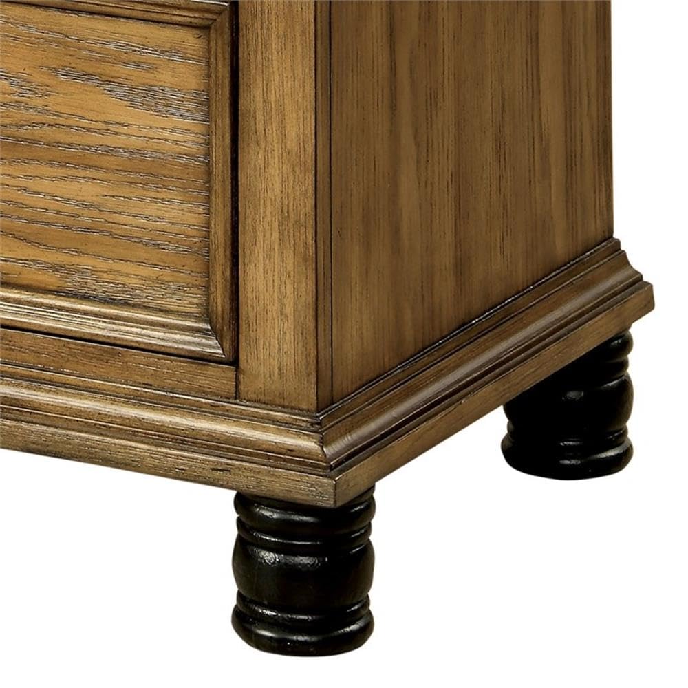 Furniture of America Monica Industrial Wood 2-Drawer Nightstand in Dark Oak - Modern Bedside Table for Bedroom, Living Room & Office Storage