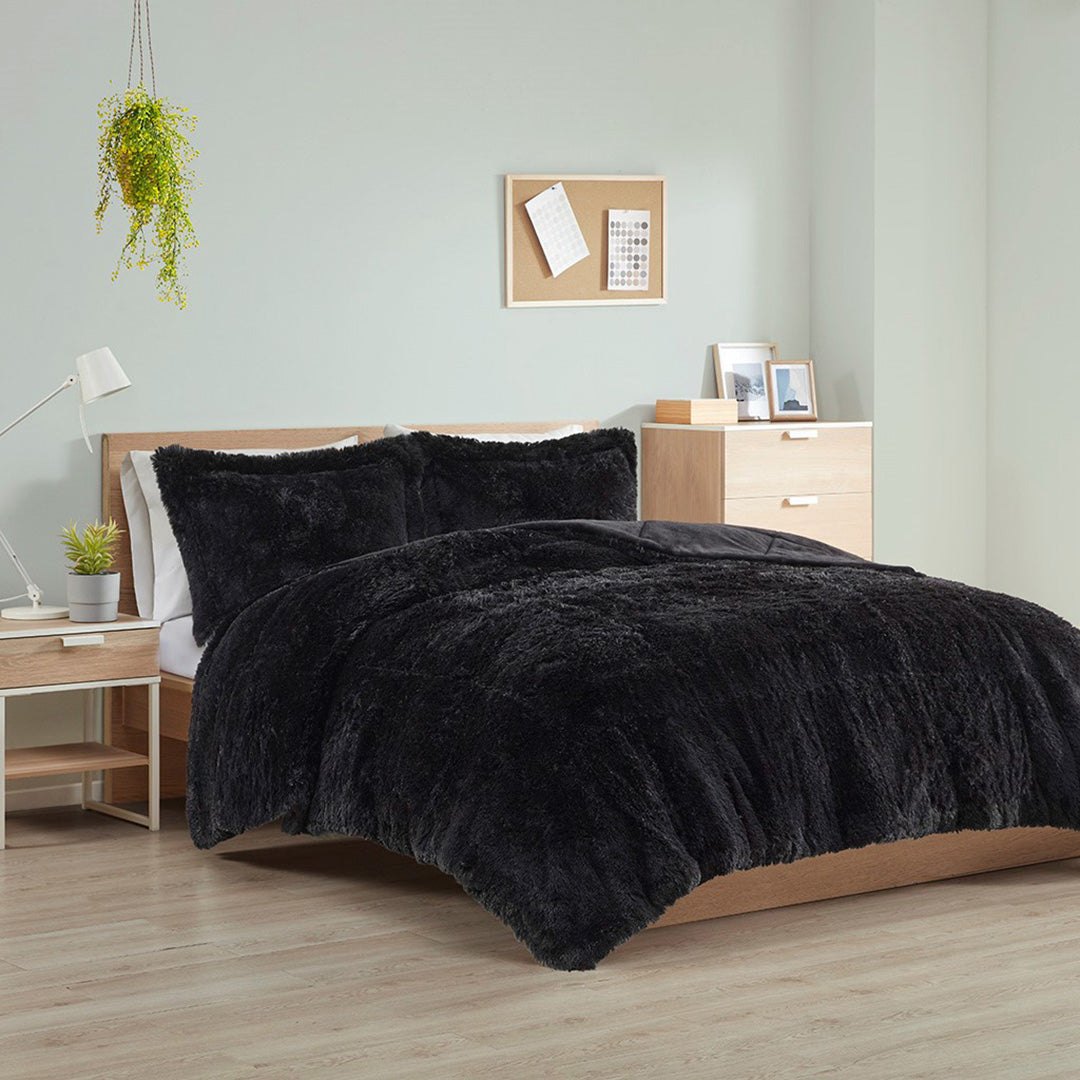 Malea Shaggy Long Fur Comforter Mini Set - Ultra Soft Plush Bedding for Cozy Bedroom Decor | Perfect for Winter Nights, Guest Rooms & Luxury Home Styling