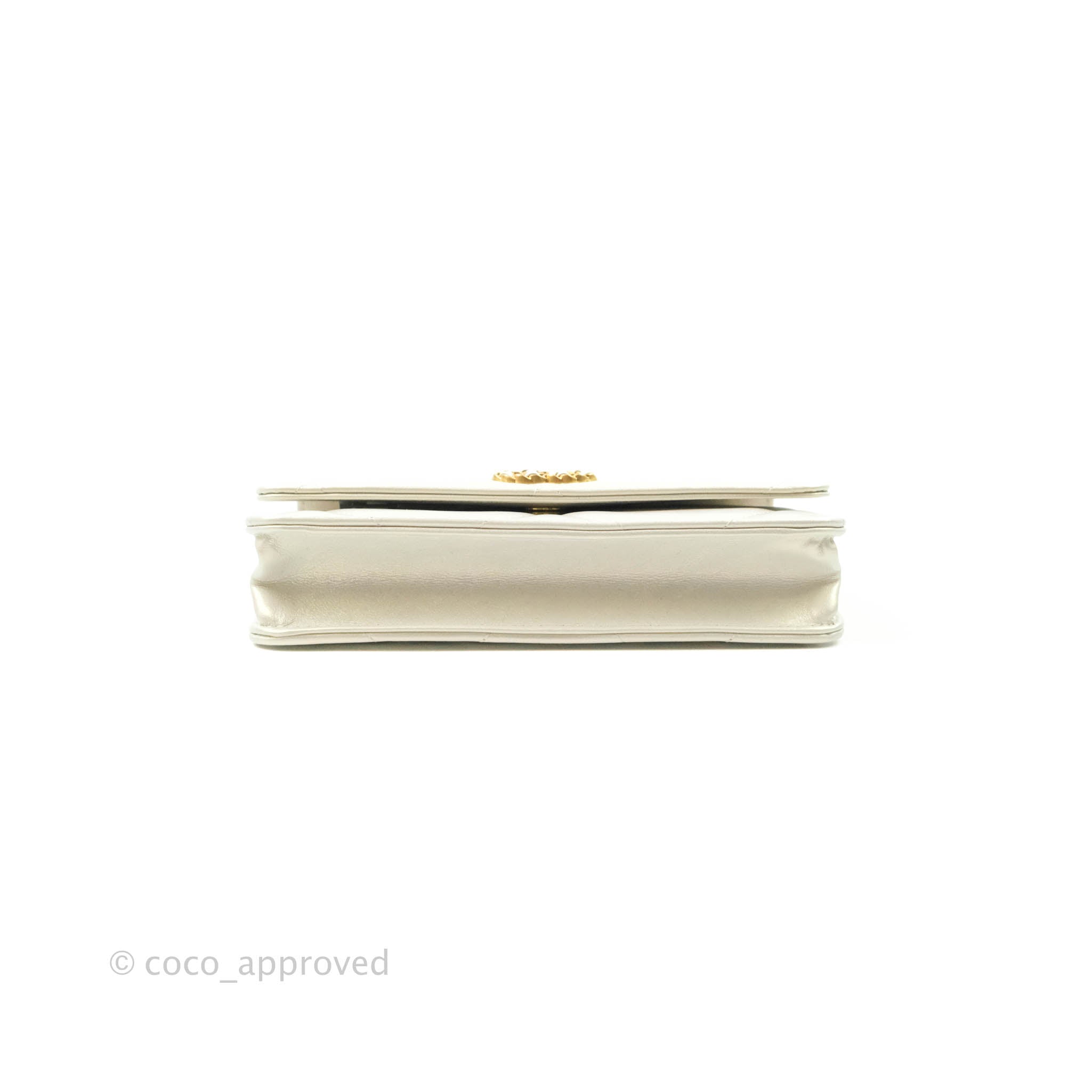 Chanel 19 Quilted Wallet on Chain WOC in Iridescent White with Mixed Hardware - Luxury Crossbody Bag for Women, Perfect for Evening Events & Daily Use