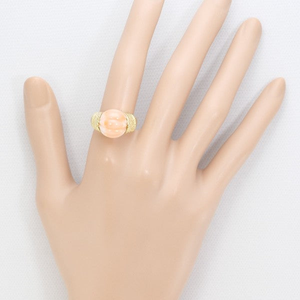 18K Yellow Gold Coral Ring for Women - Elegant Handmade Jewelry Gift for Birthday, Anniversary & Wedding - Perfect for Beach Weddings, Summer Parties & Boho Fashion