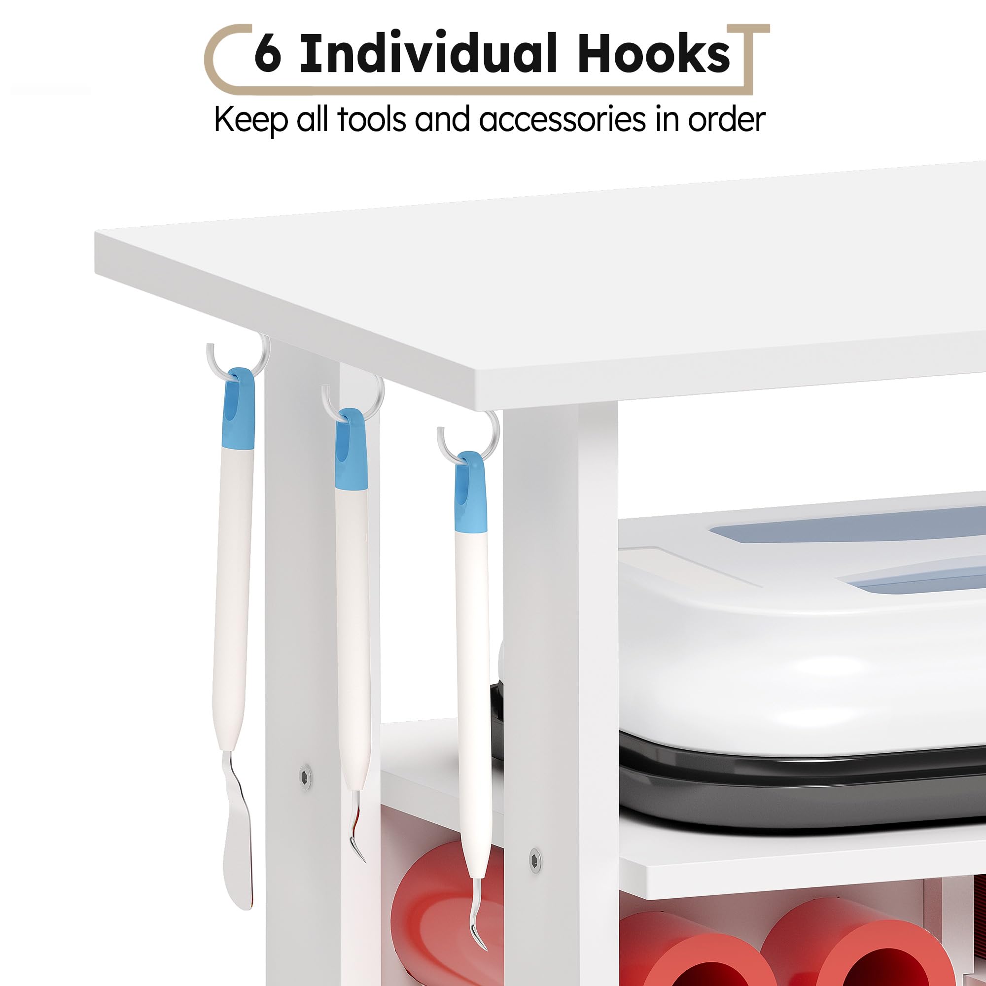 Cricut Compatible Craft Organizers and Storage - Rolling Cart with 29 Vinyl Roll Holders, Craft Table Organizer for Craft Room & Workstation - Compact & Removable Design - Perfect for DIY Projects, Scrapbooking & Home Office Organization